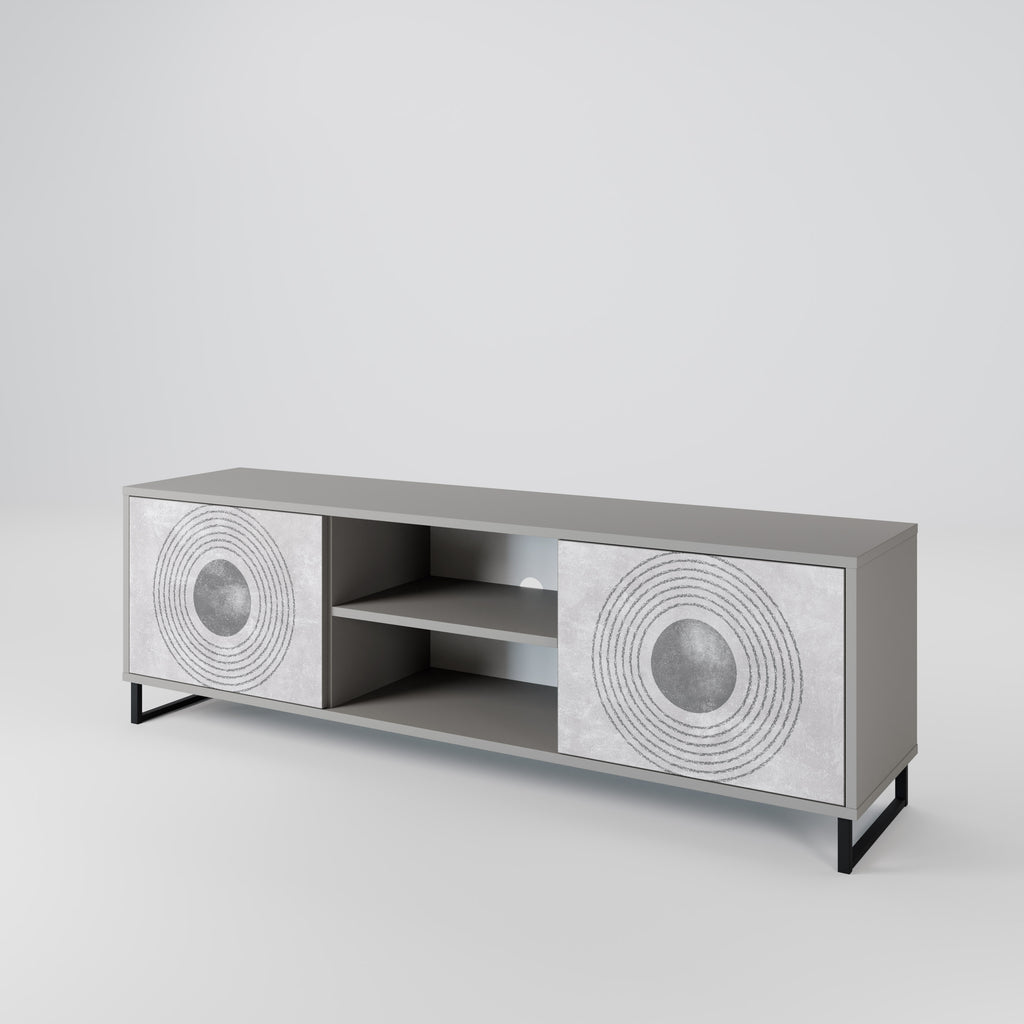 SOLID CIRCLES 2-Door TV Stand in Grey Finish