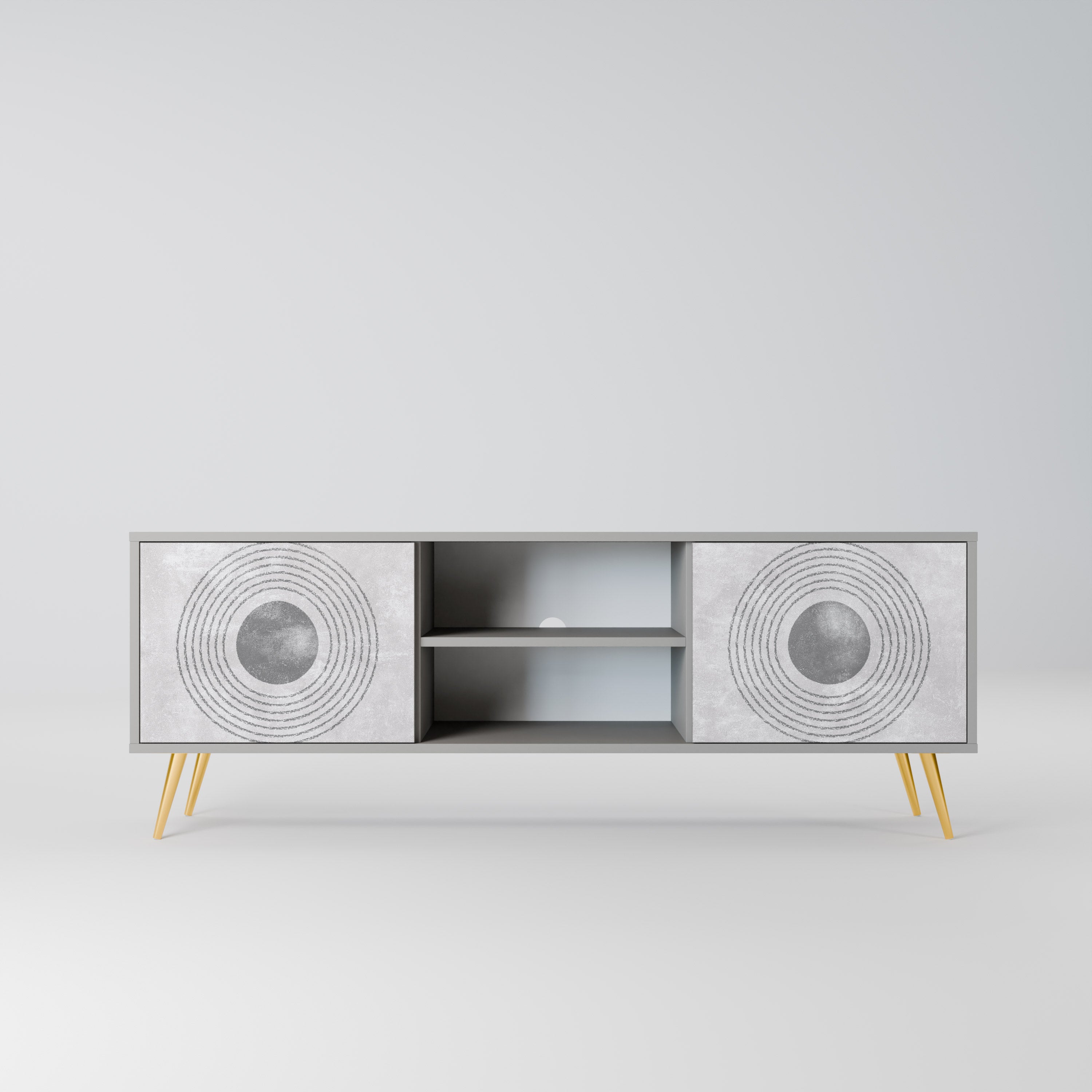 SOLID CIRCLES 2-Door TV Stand in Grey Finish