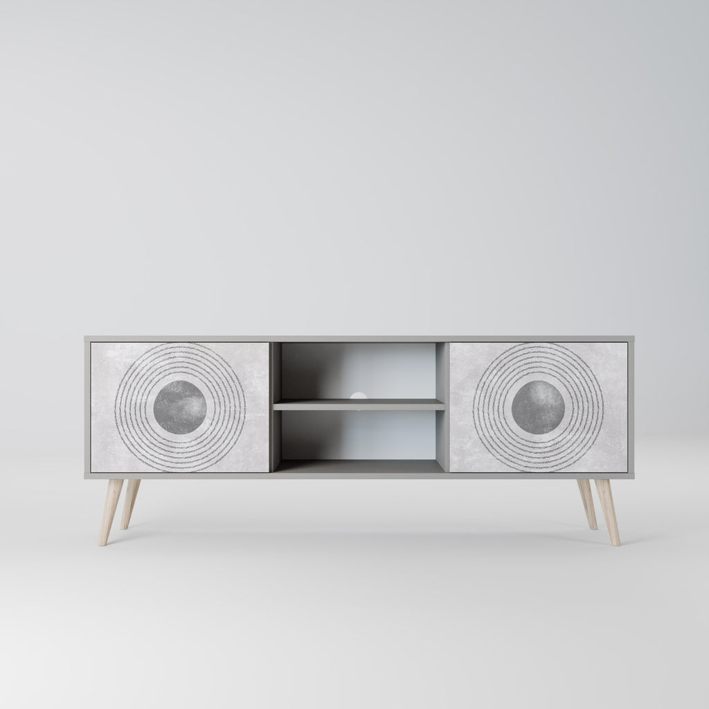 SOLID CIRCLES 2-Door TV Stand in Grey Finish