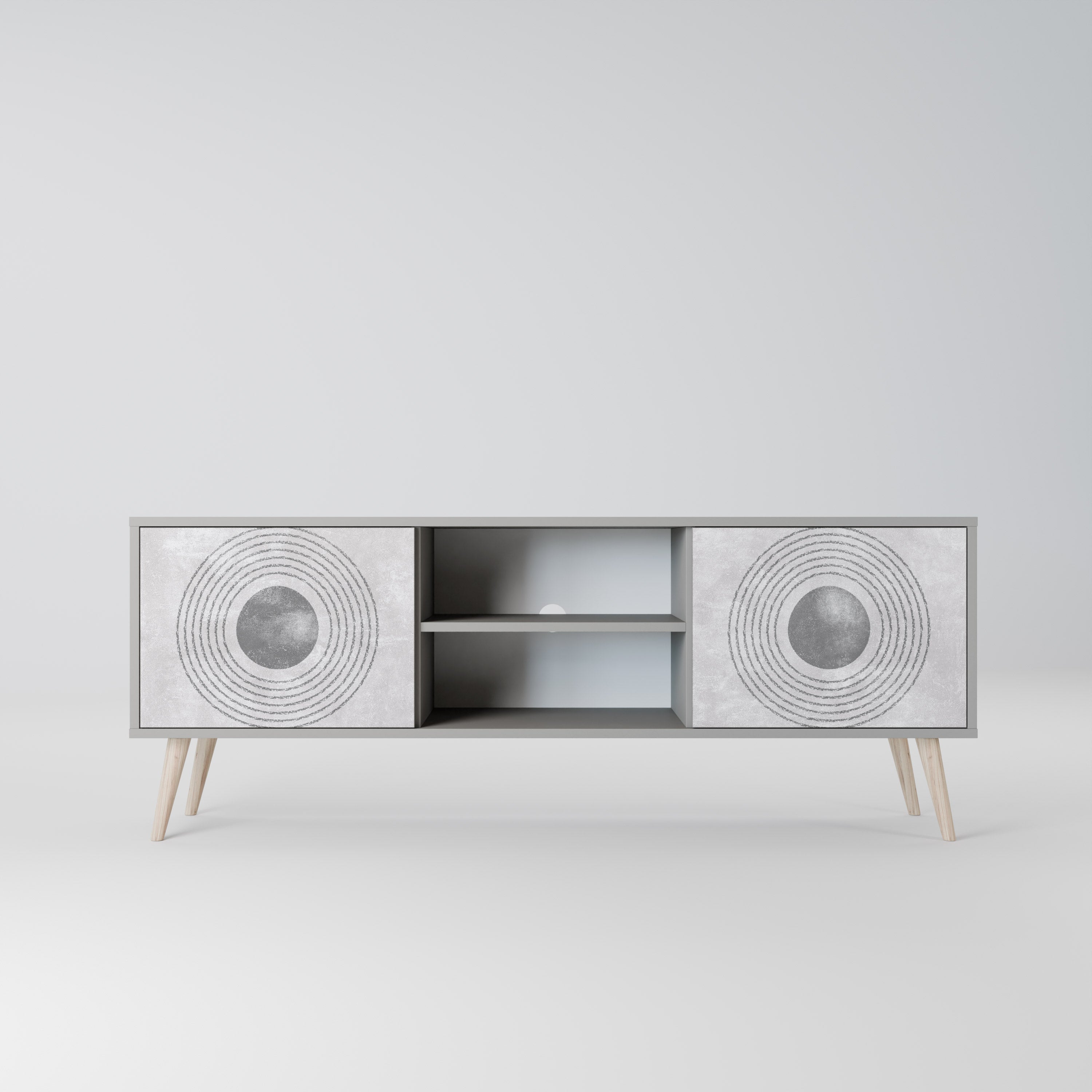 SOLID CIRCLES 2-Door TV Stand in Grey Finish