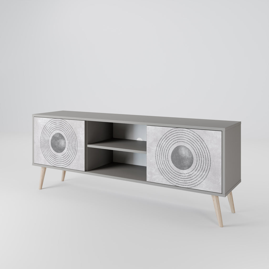 SOLID CIRCLES 2-Door TV Stand in Grey Finish