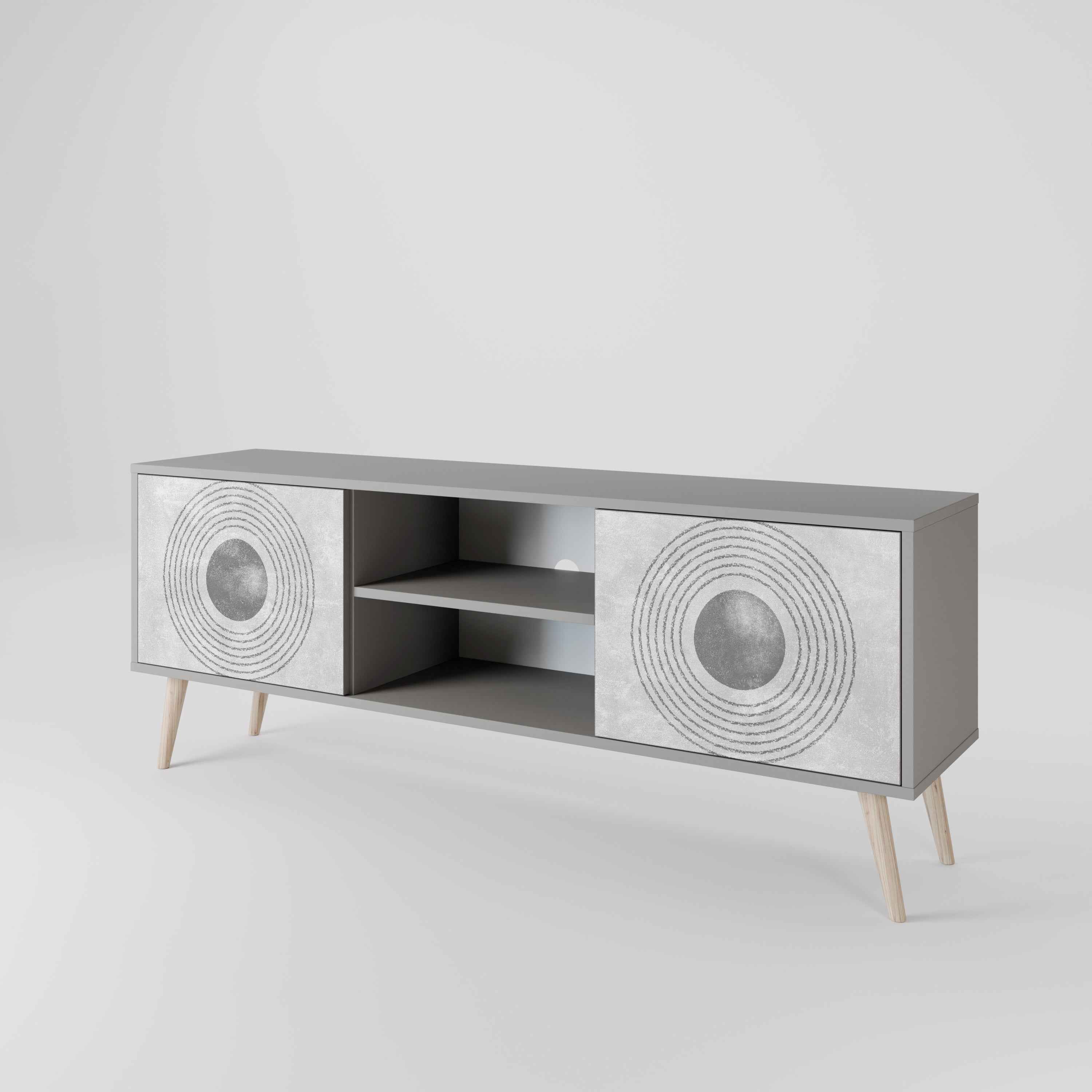 SOLID CIRCLES 2-Door TV Stand in Grey Finish