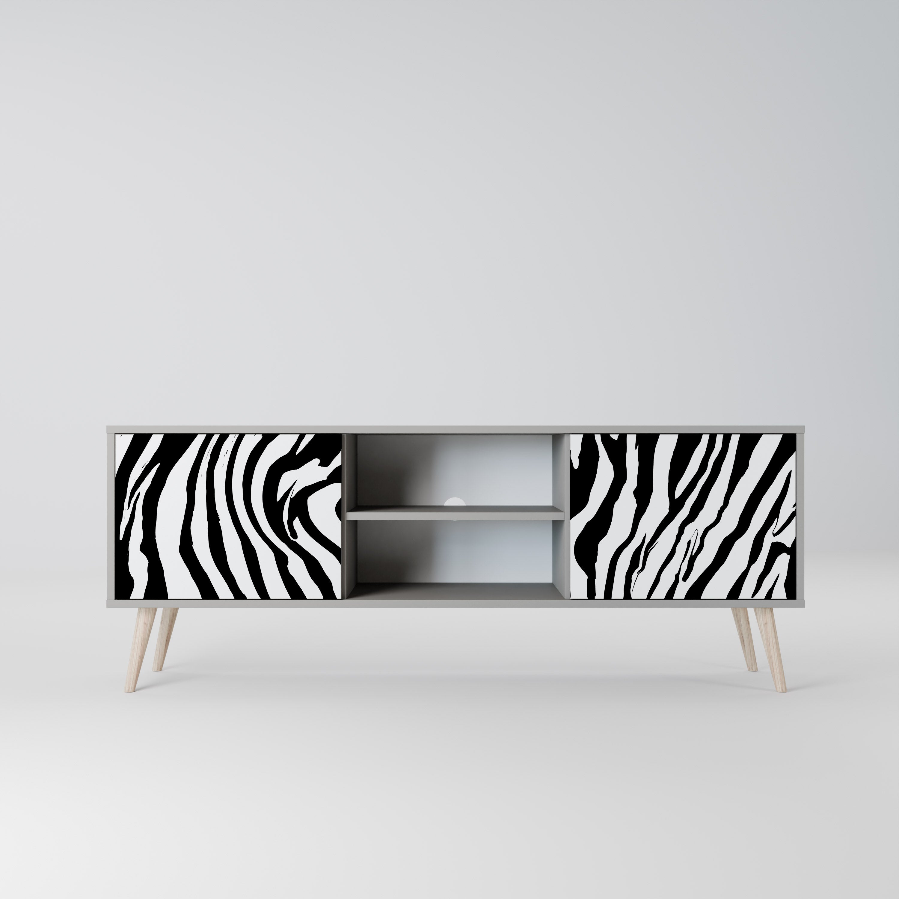 SPLENDID ZEBRA 2-Door TV Stand in Grey Finish
