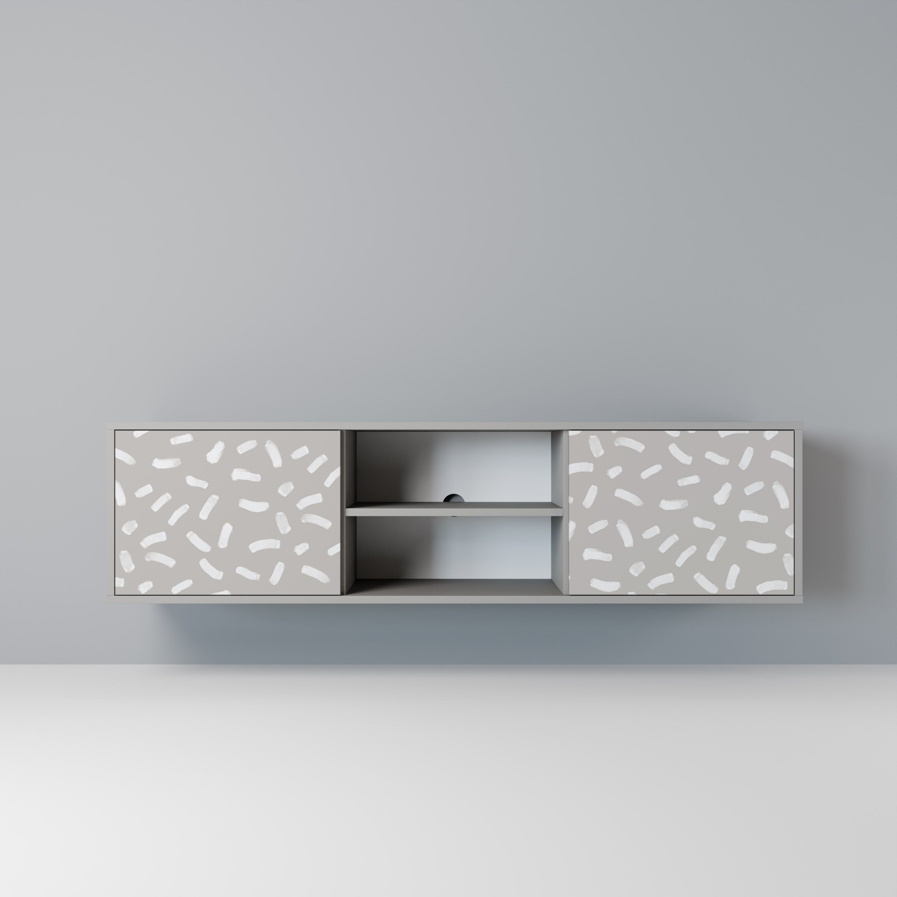 PASSING SECONDS 2-Door TV Stand in Grey Finish