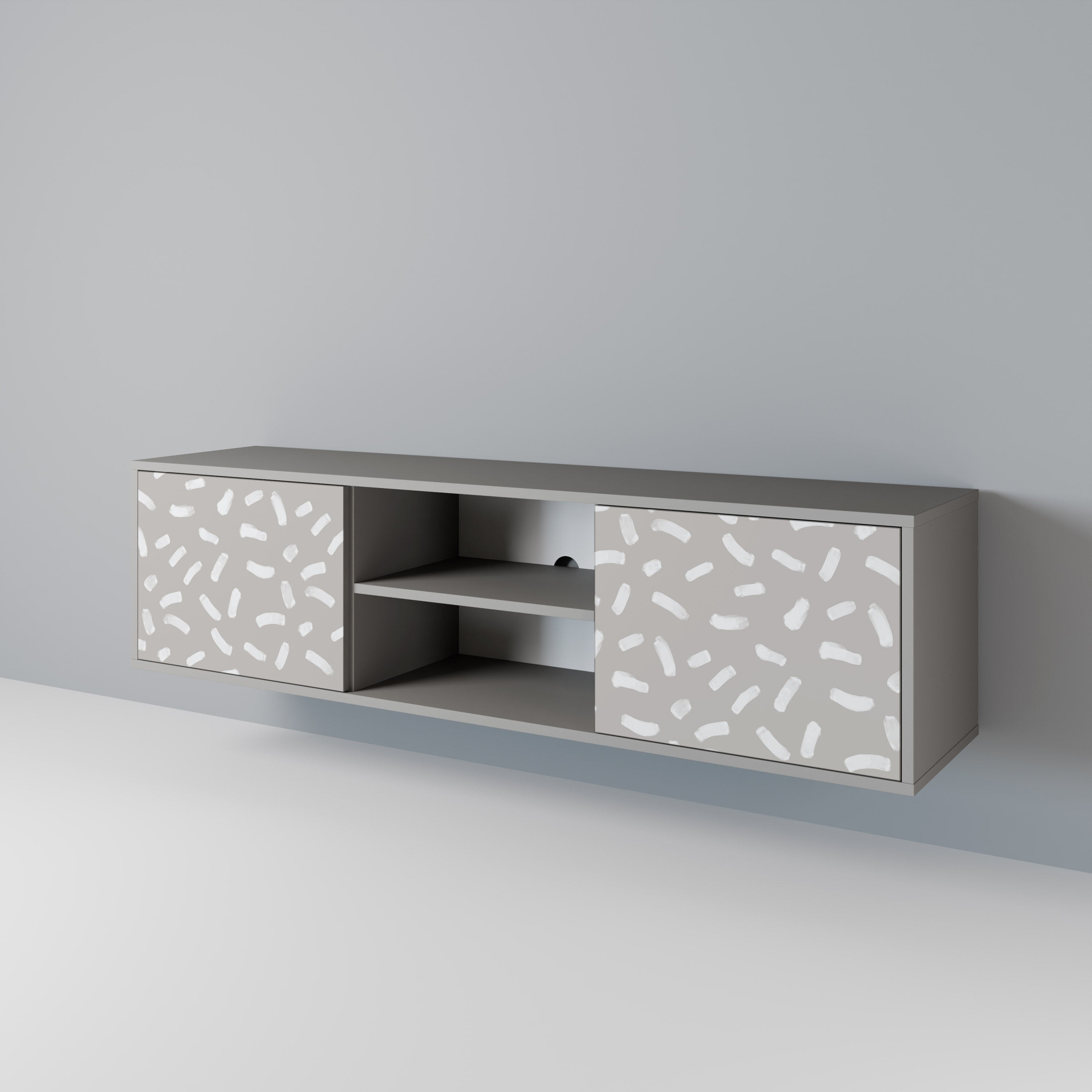 PASSING SECONDS 2-Door TV Stand in Grey Finish
