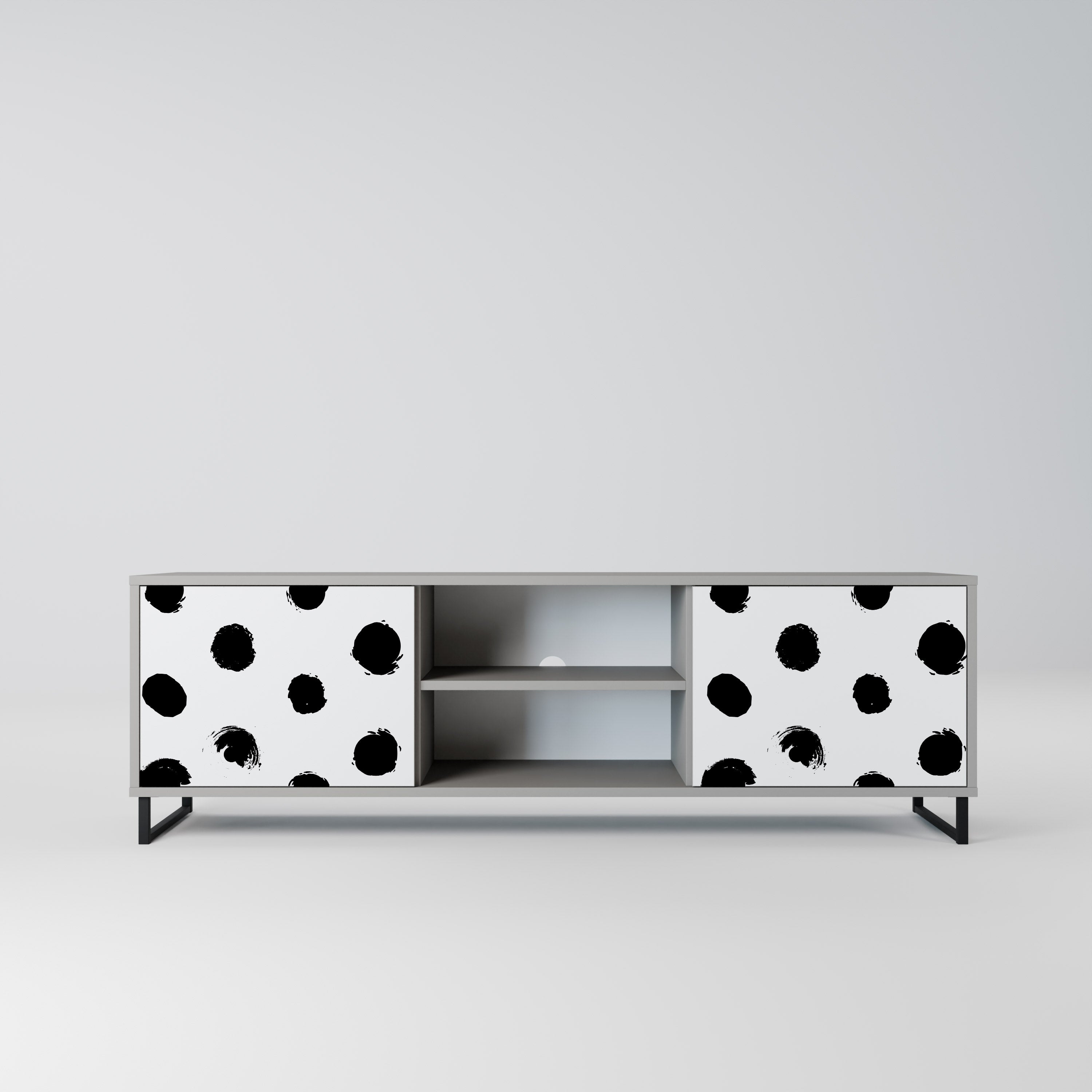 SLIPPING MINUTES 2-Door TV Stand in Grey Finish