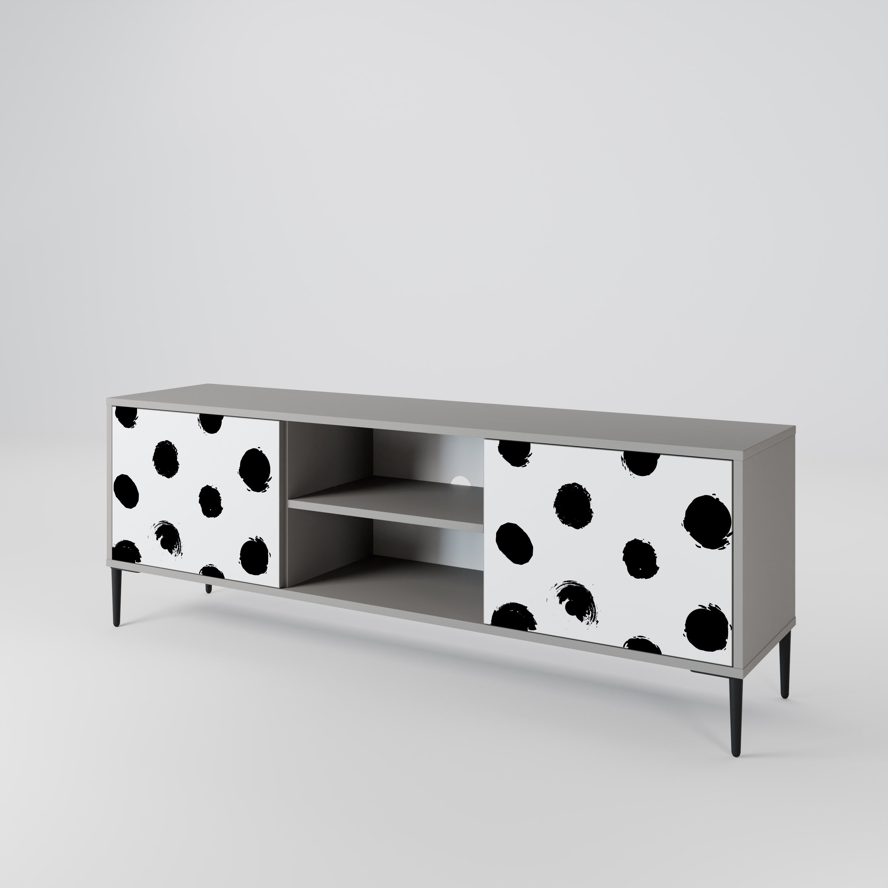 SLIPPING MINUTES 2-Door TV Stand in Grey Finish