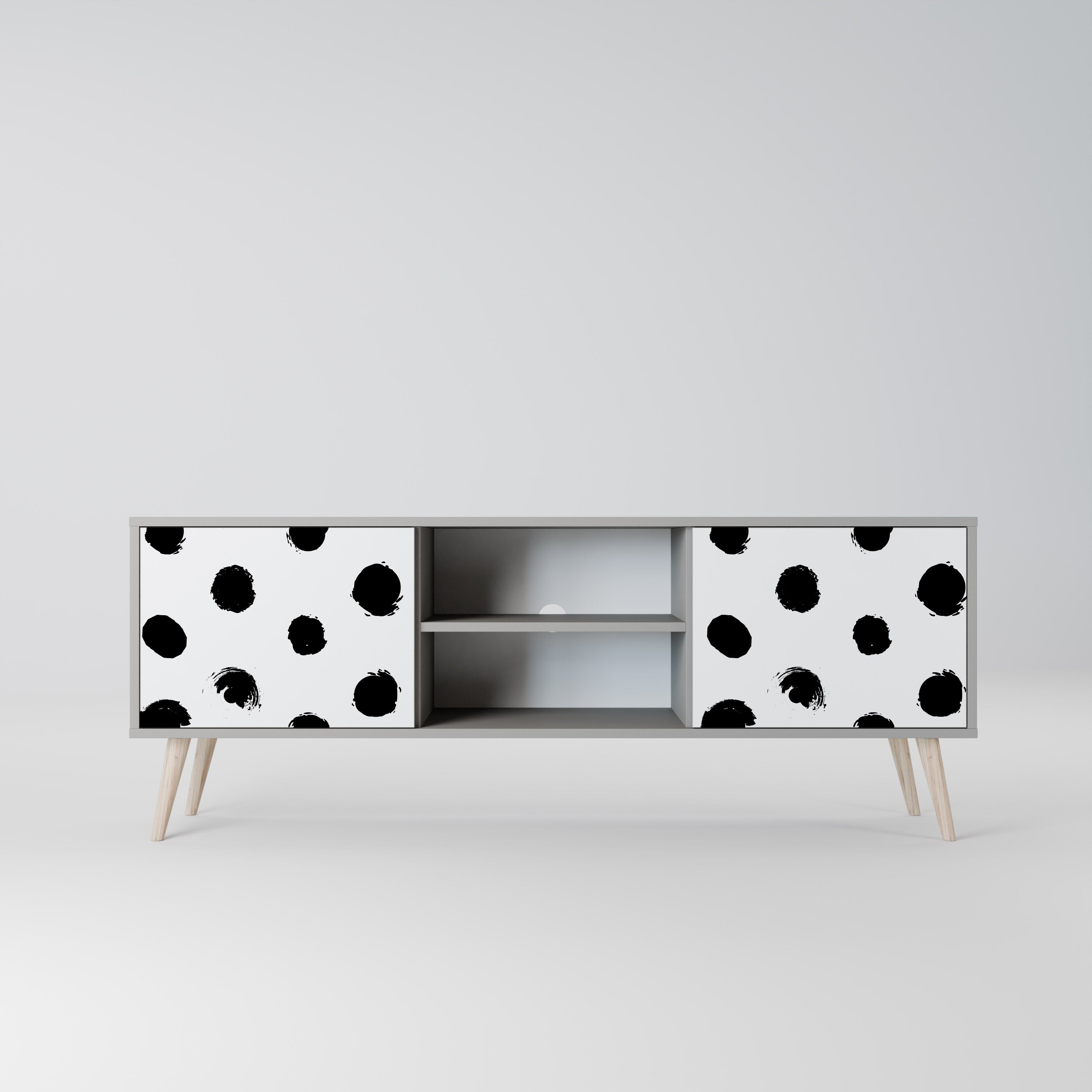SLIPPING MINUTES 2-Door TV Stand in Grey Finish
