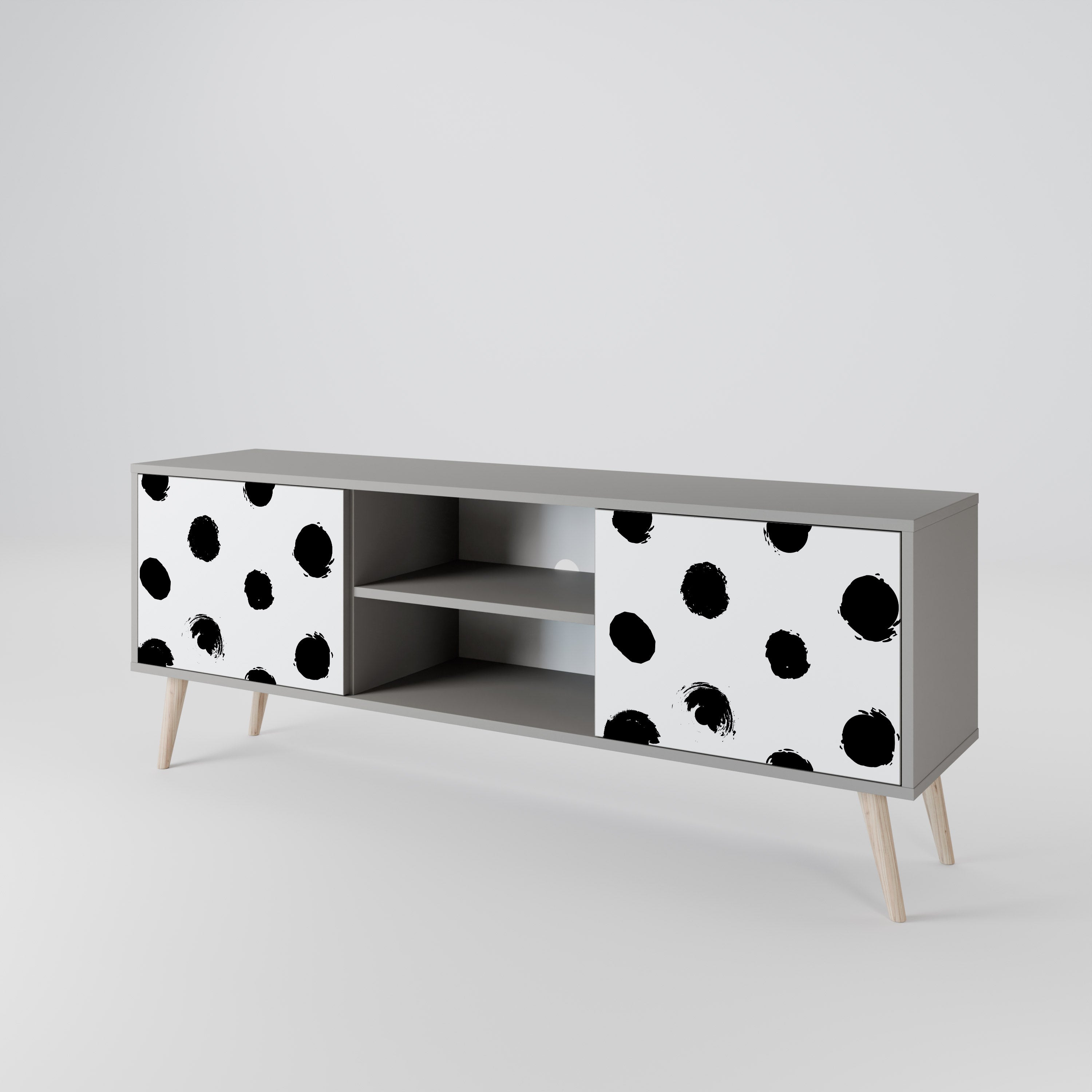 SLIPPING MINUTES 2-Door TV Stand in Grey Finish