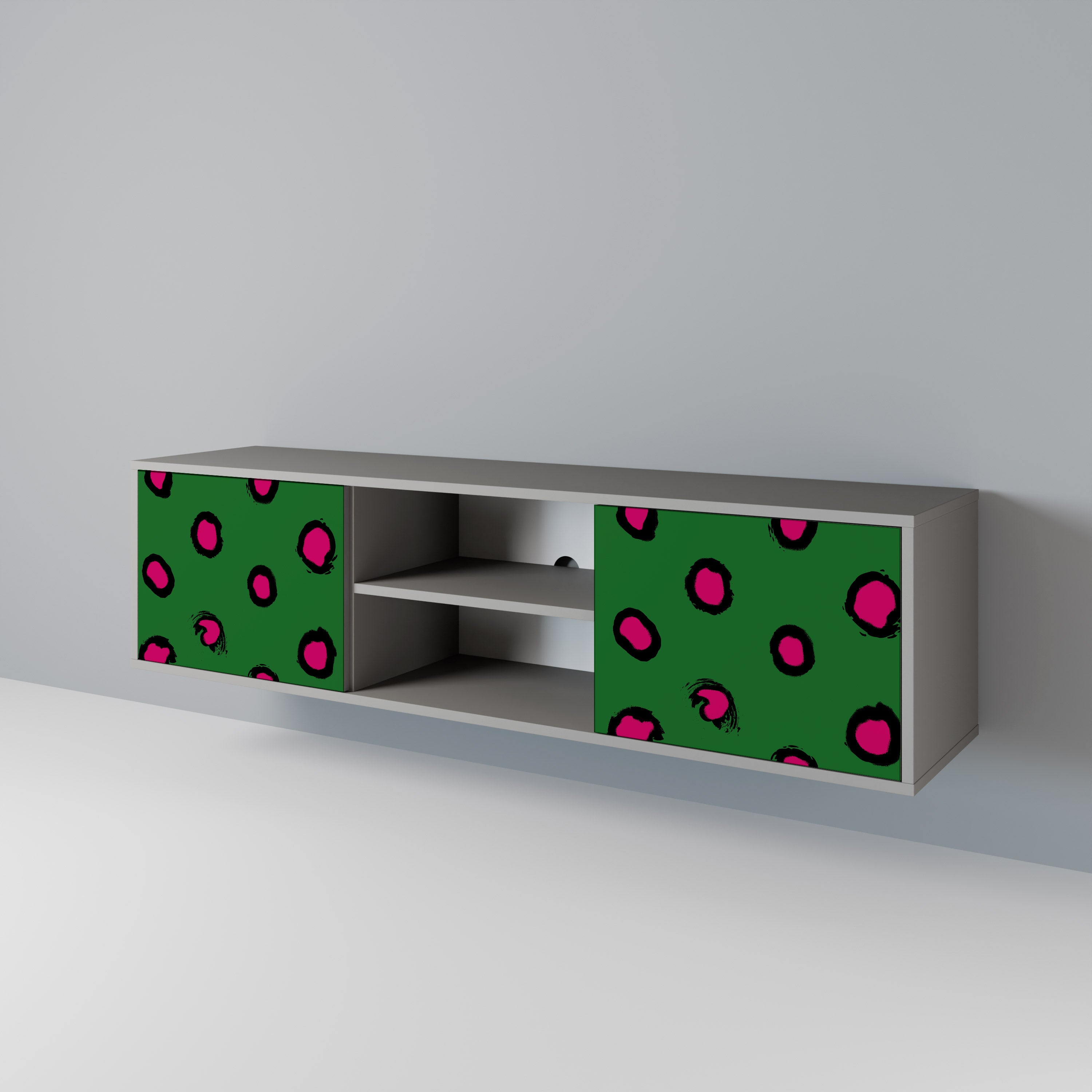 FUNKY SPOTS 2-Door TV Stand in Grey Finish