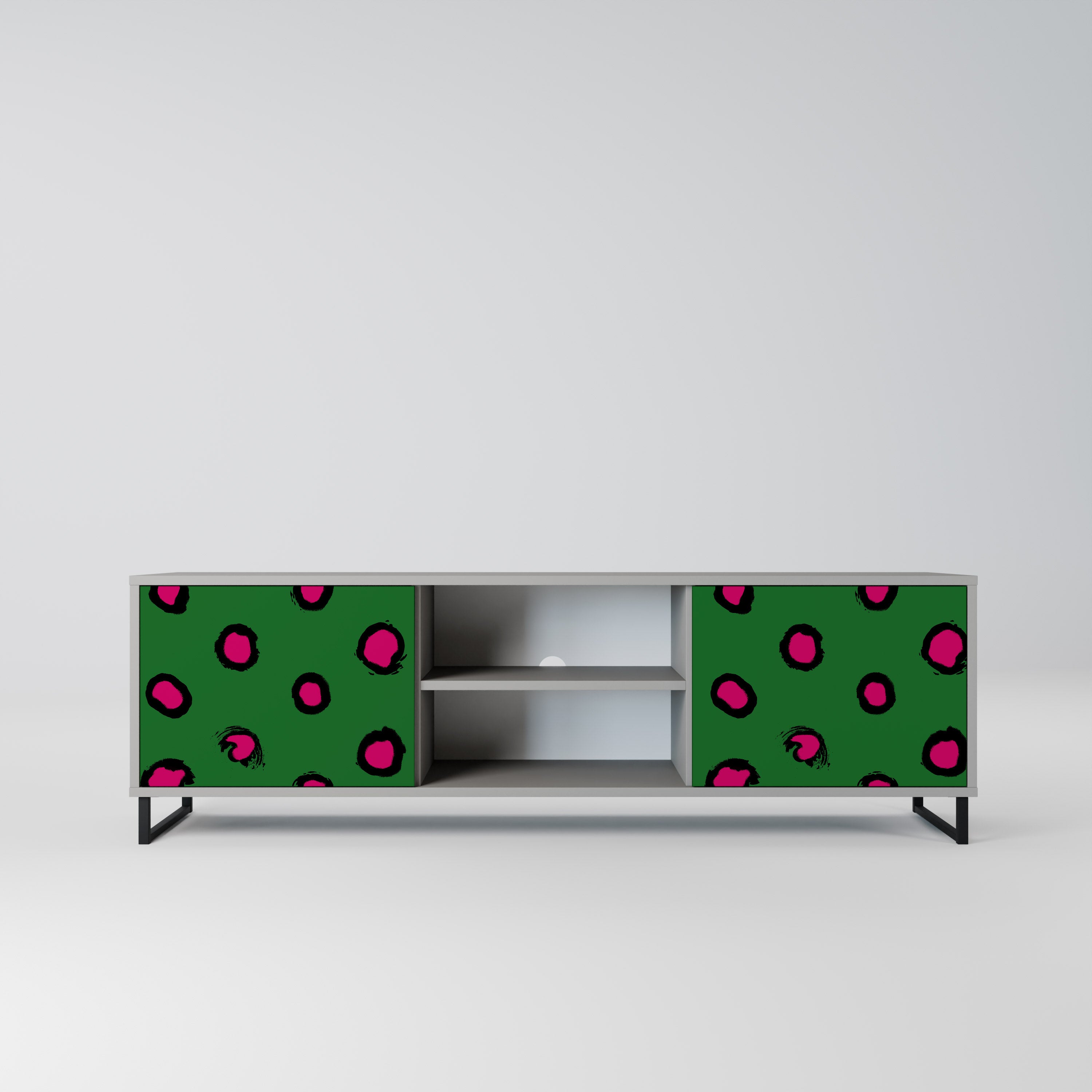 FUNKY SPOTS 2-Door TV Stand in Grey Finish