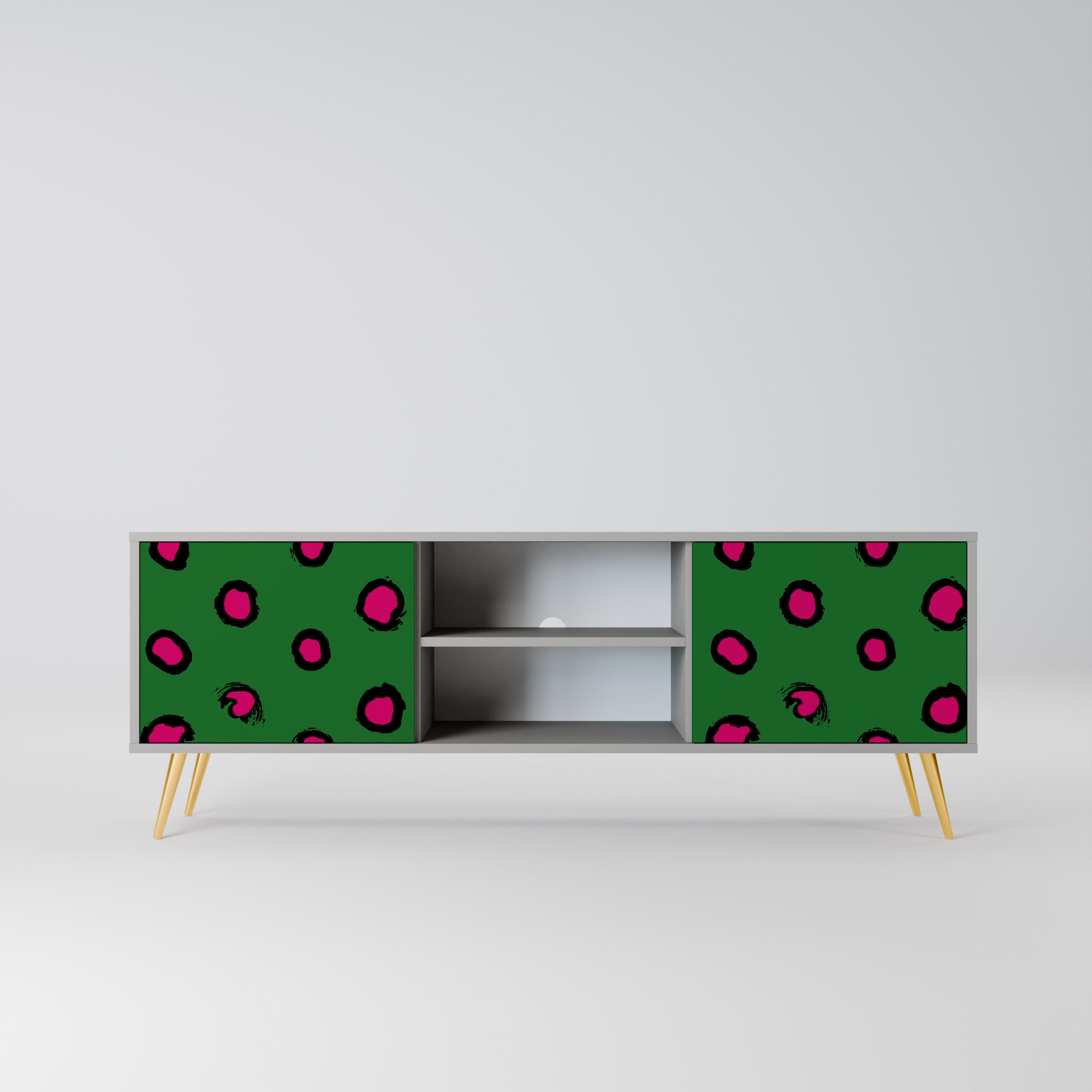FUNKY SPOTS 2-Door TV Stand in Grey Finish