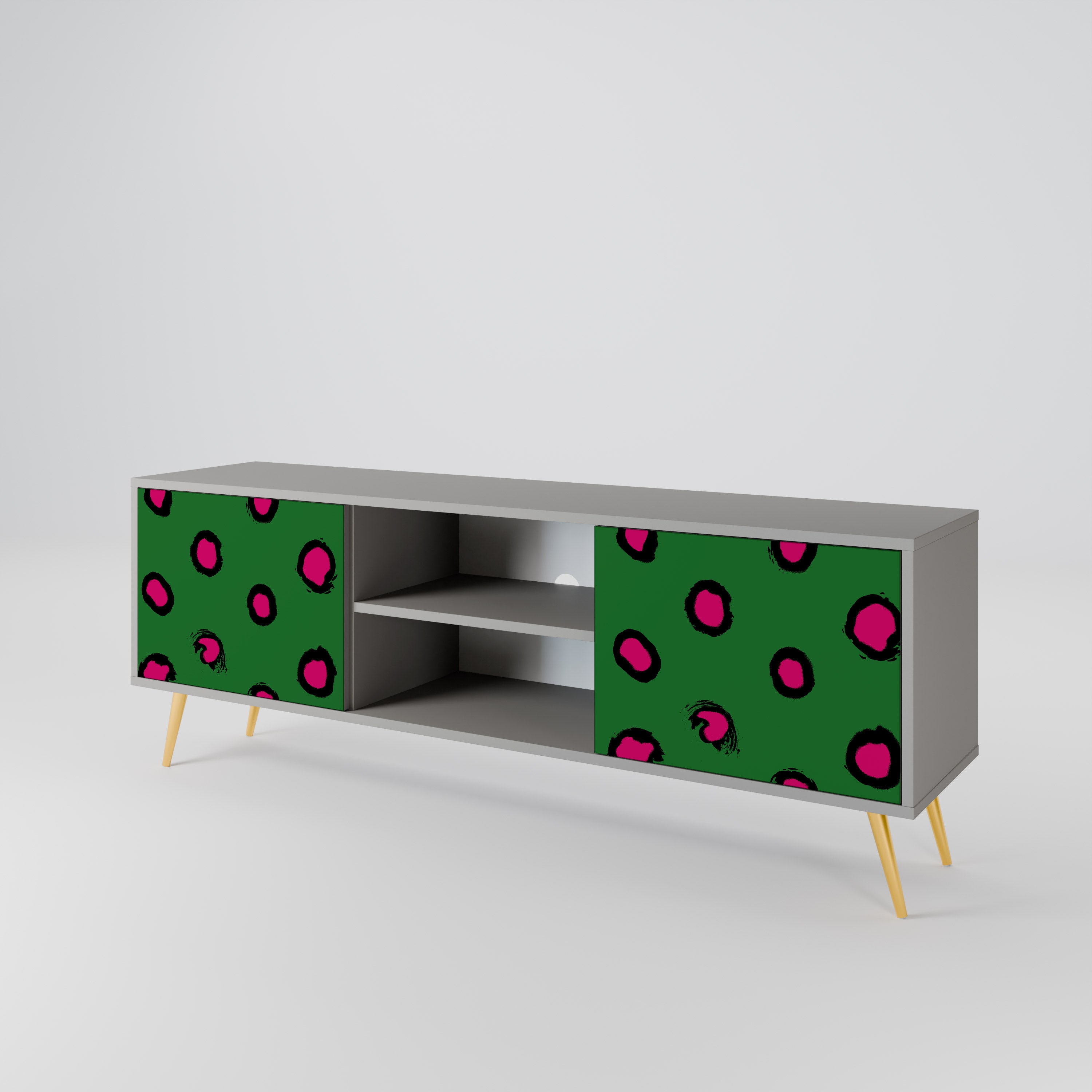 FUNKY SPOTS 2-Door TV Stand in Grey Finish