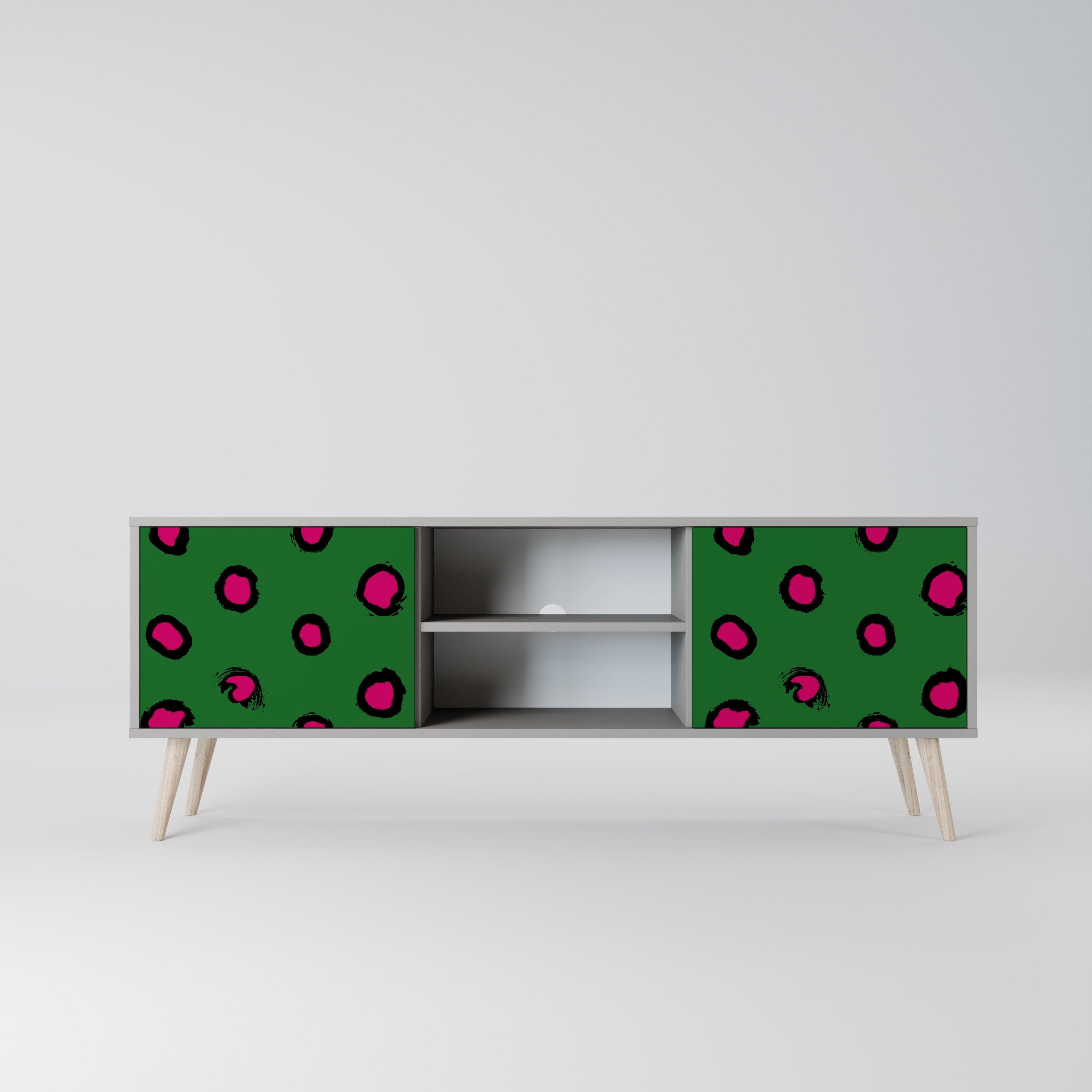 FUNKY SPOTS 2-Door TV Stand in Grey Finish