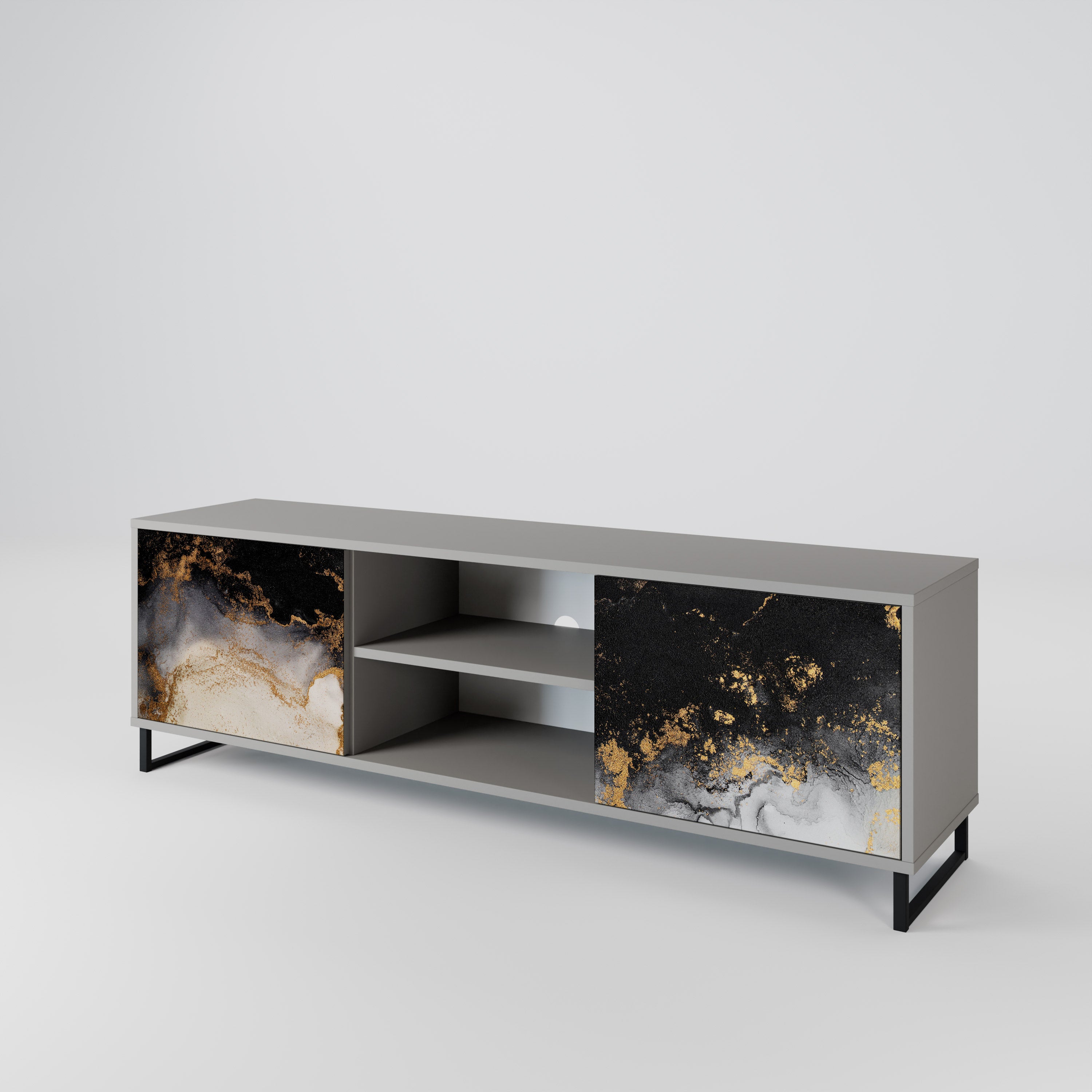 MARBLE OF TOMMORROW 2-Door TV Stand in Grey Finish