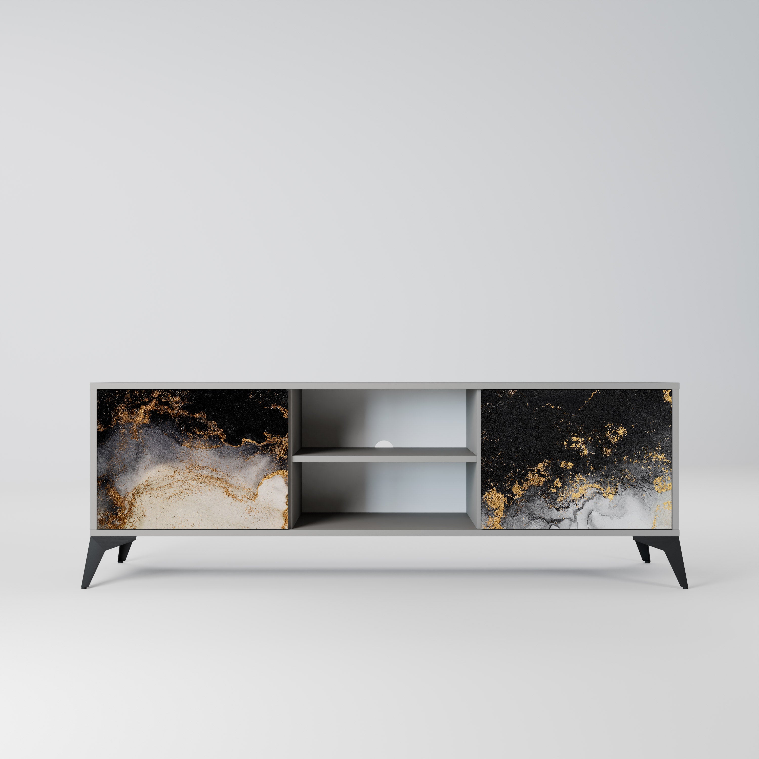 MARBLE OF TOMMORROW 2-Door TV Stand in Grey Finish