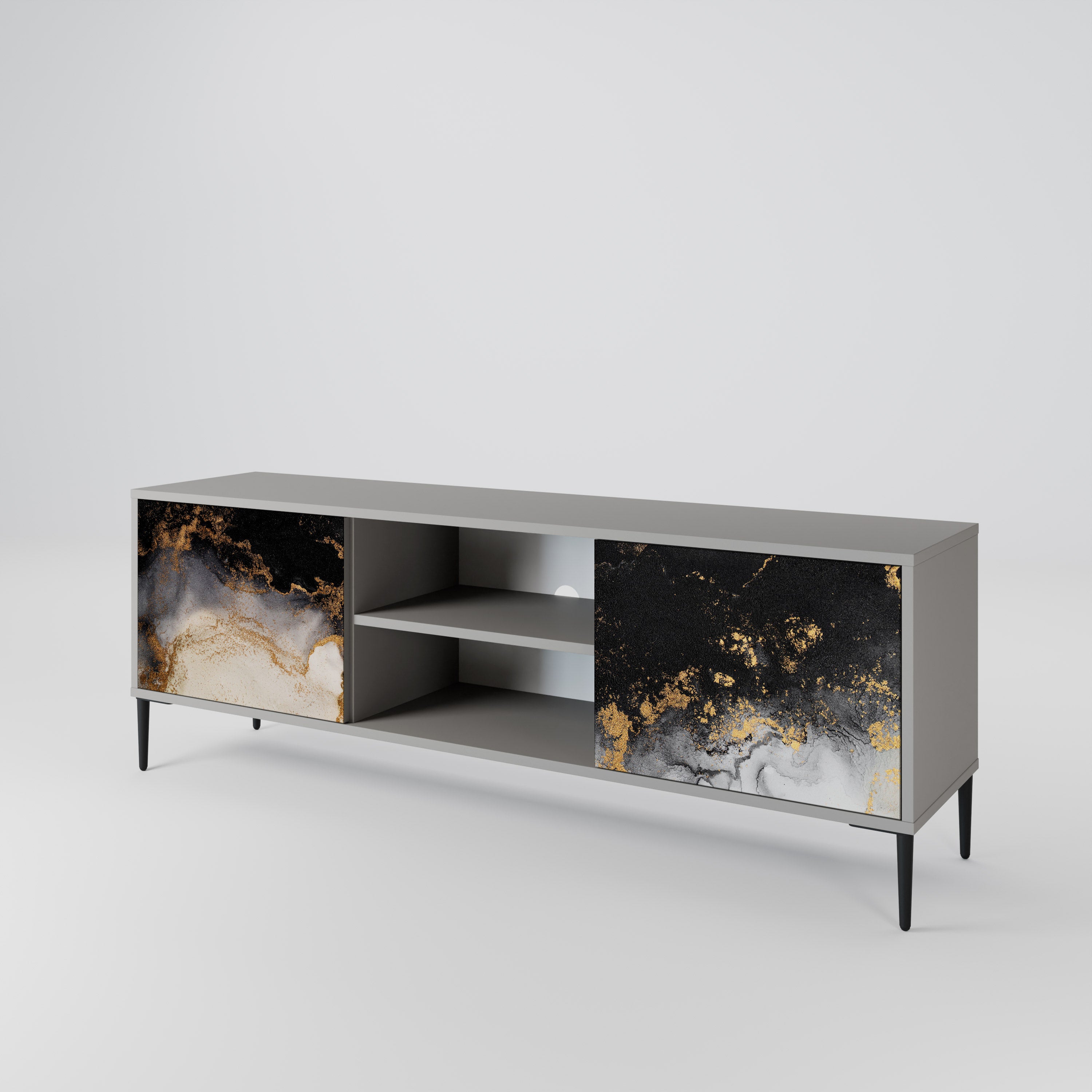 MARBLE OF TOMMORROW 2-Door TV Stand in Grey Finish