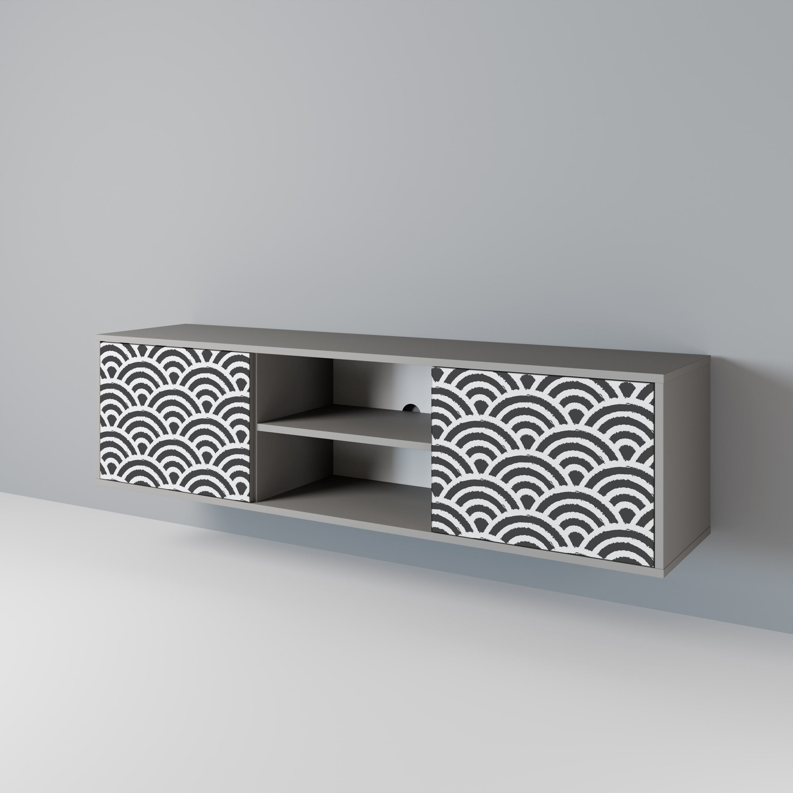 GLOOMY HOST 2-Door TV Stand in Grey Finish