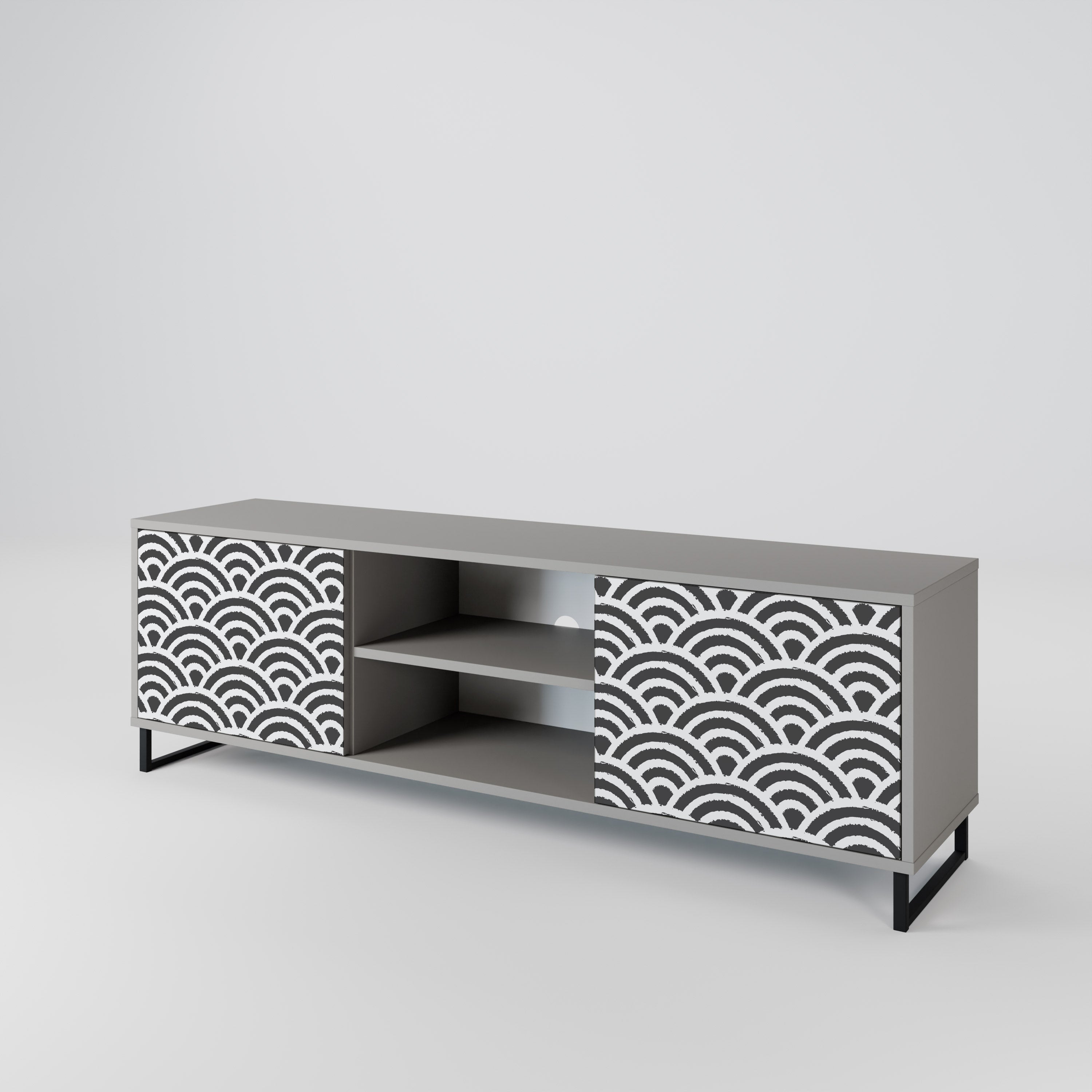 GLOOMY HOST 2-Door TV Stand in Grey Finish