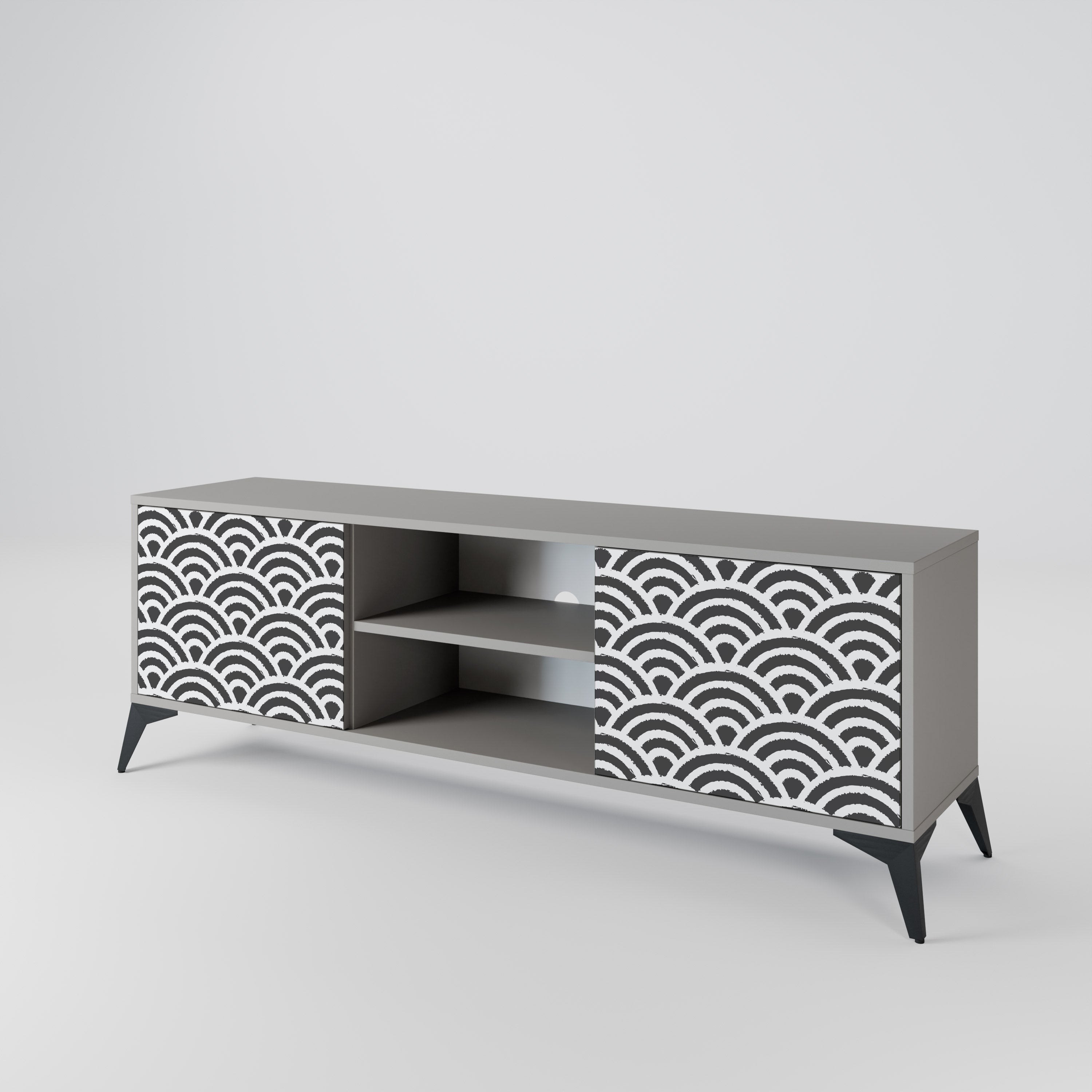 GLOOMY HOST 2-Door TV Stand in Grey Finish