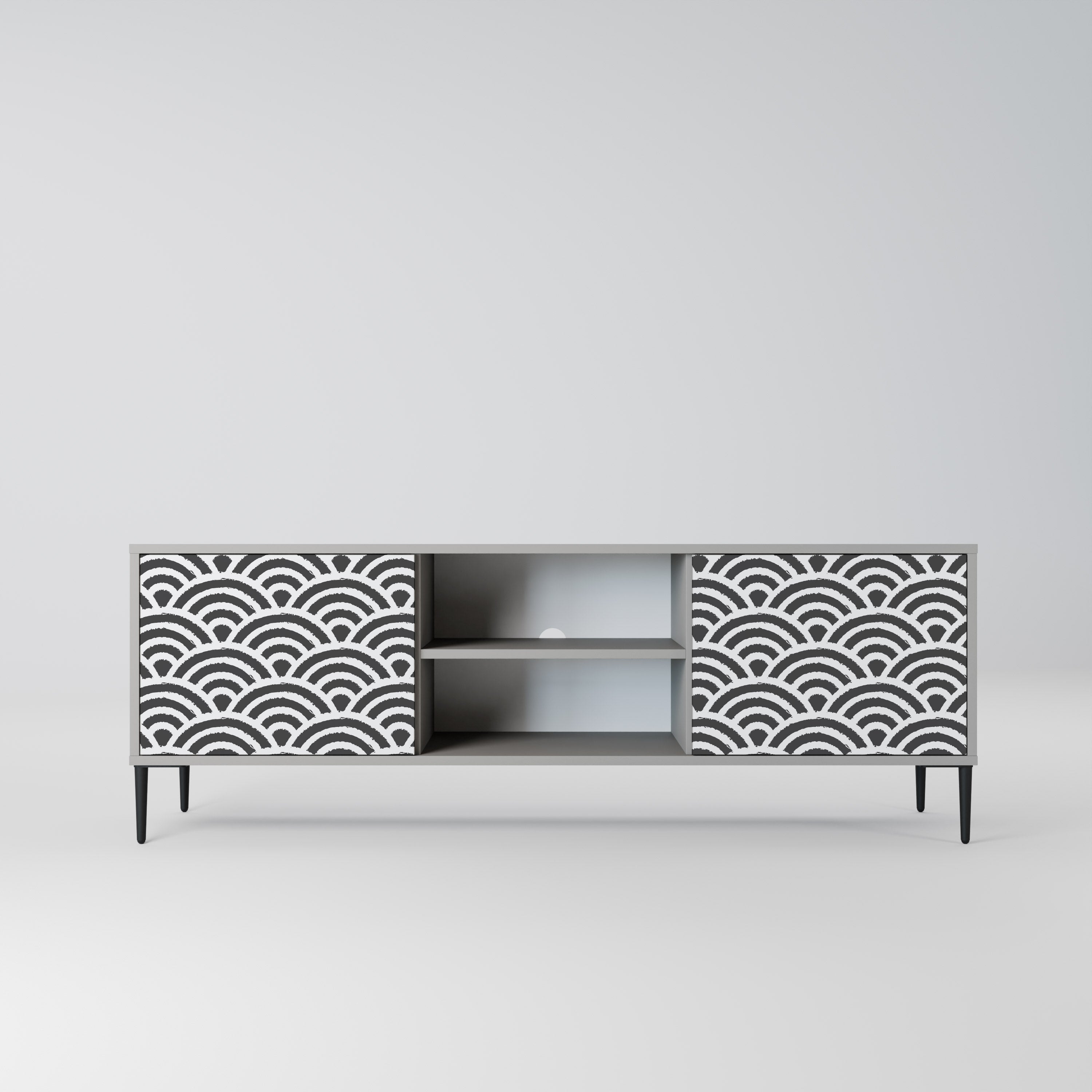 GLOOMY HOST 2-Door TV Stand in Grey Finish
