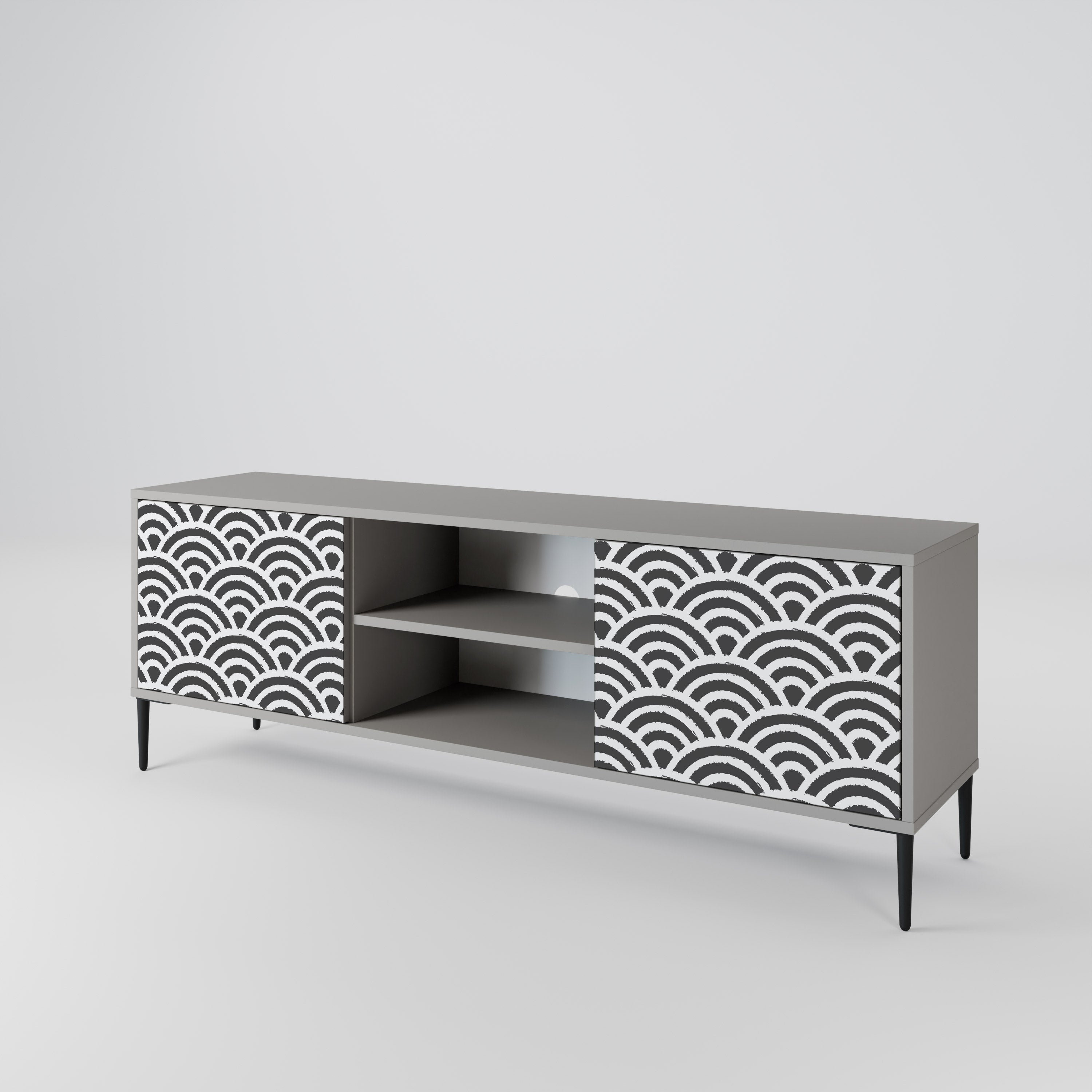 GLOOMY HOST 2-Door TV Stand in Grey Finish