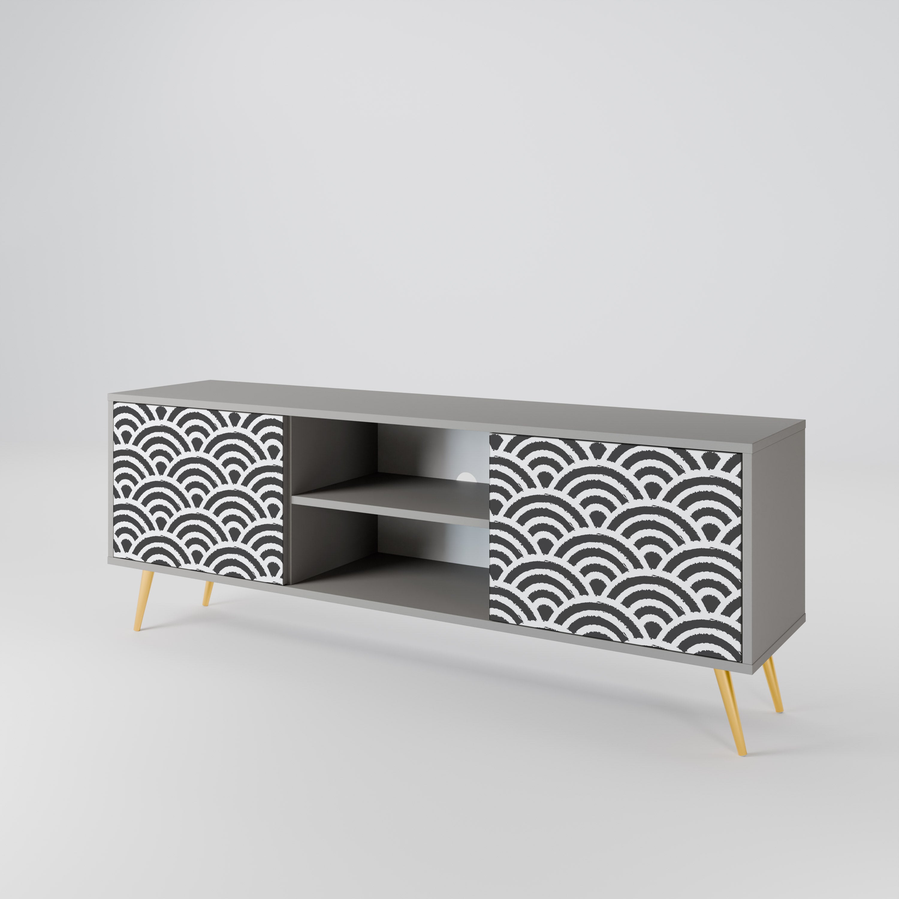 GLOOMY HOST 2-Door TV Stand in Grey Finish