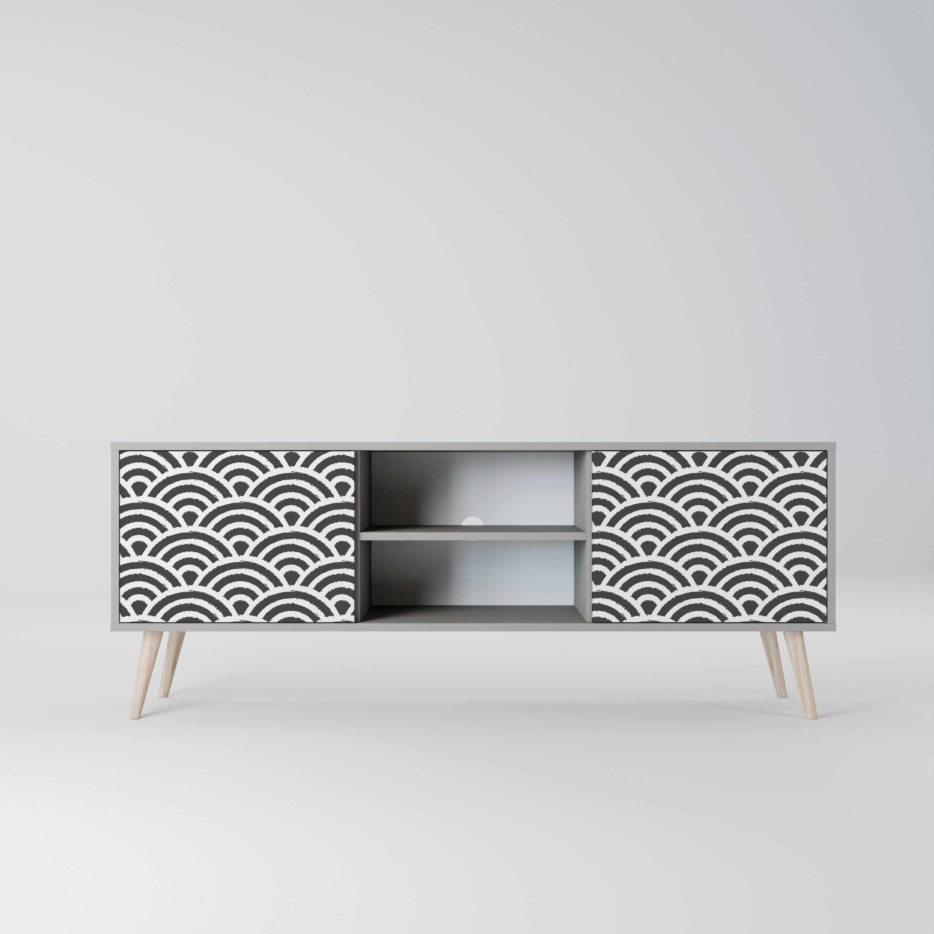 GLOOMY HOST 2-Door TV Stand in Grey Finish