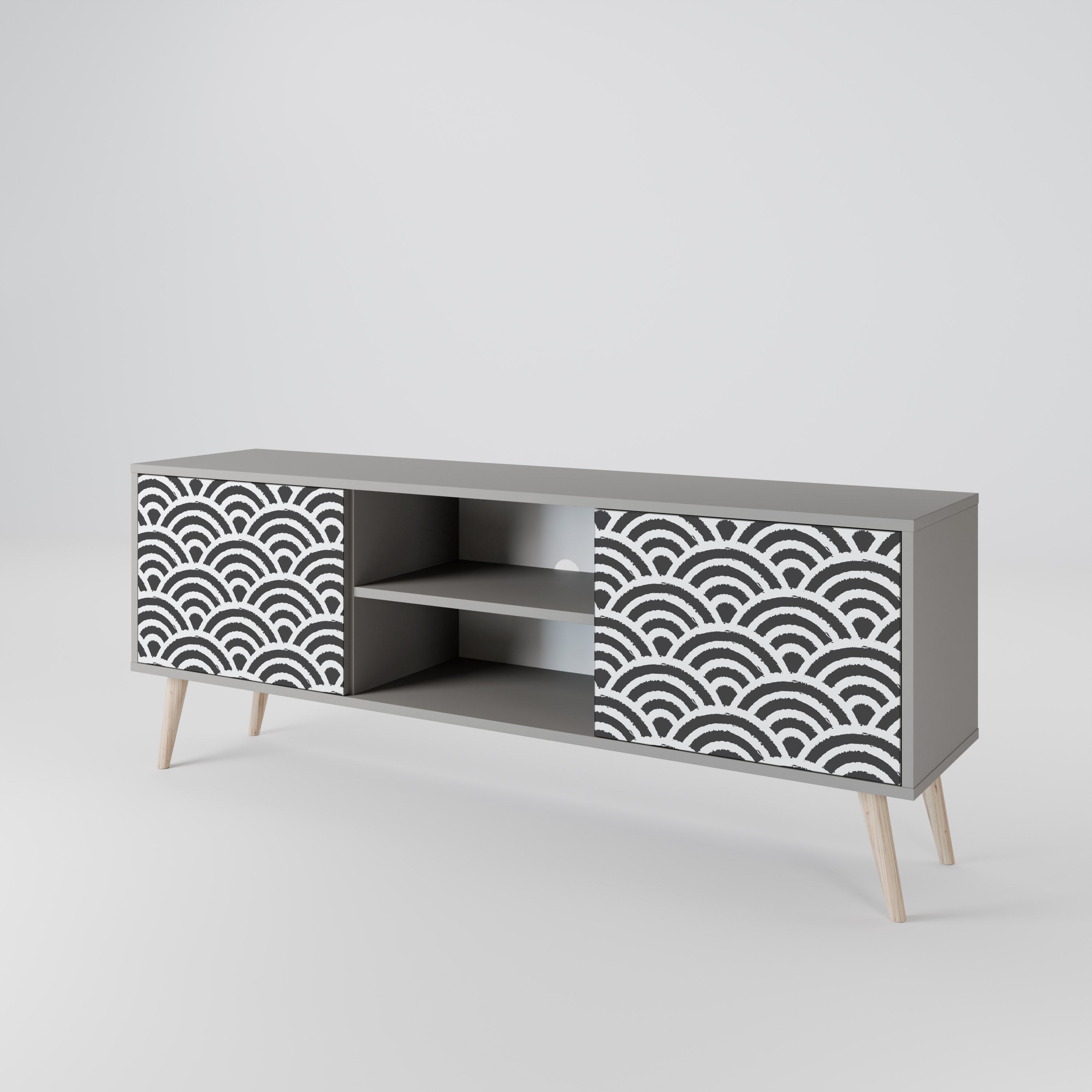 GLOOMY HOST 2-Door TV Stand in Grey Finish