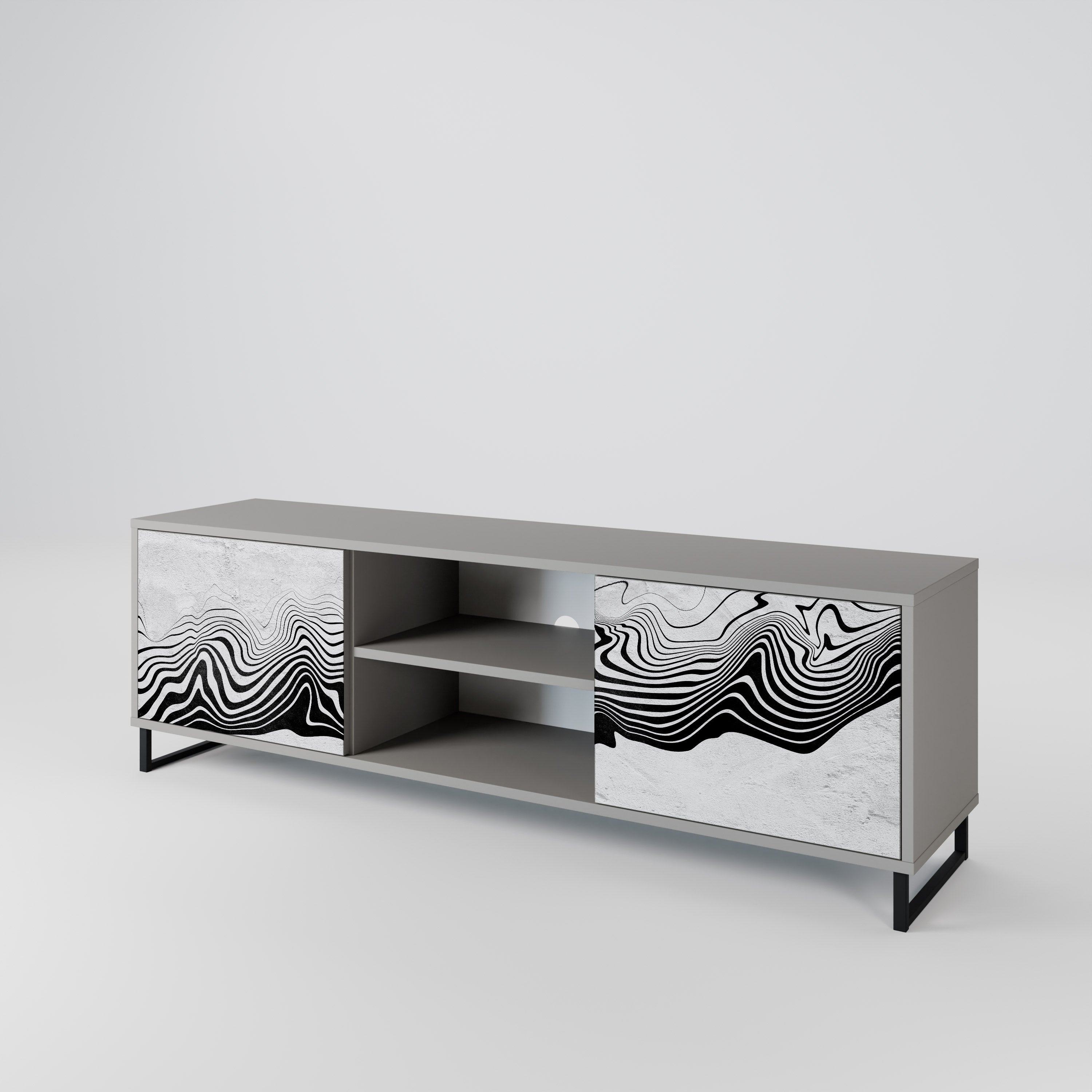 MONOCHROME MIRAGE 2-Door TV Stand in Grey Finish