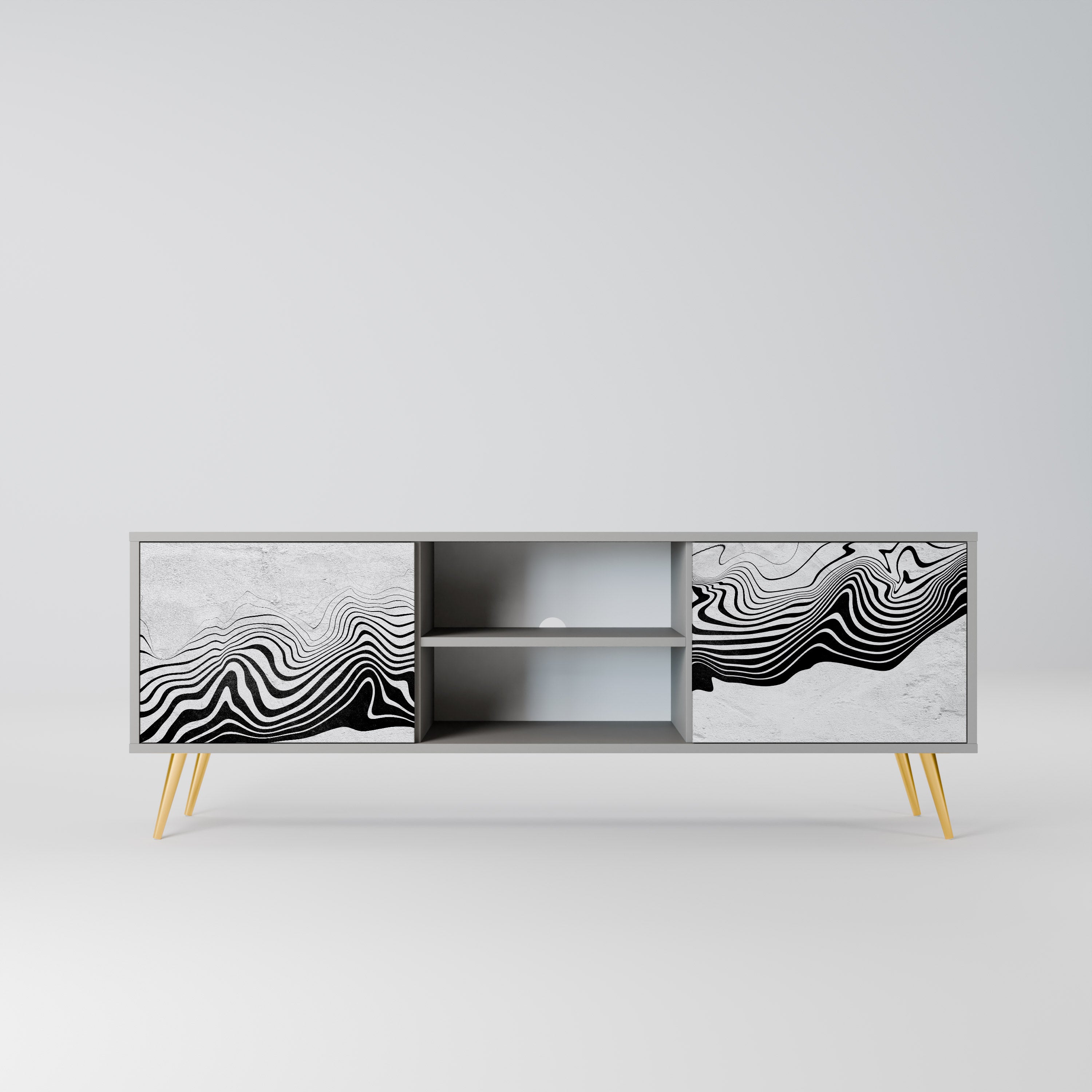 MONOCHROME MIRAGE 2-Door TV Stand in Grey Finish
