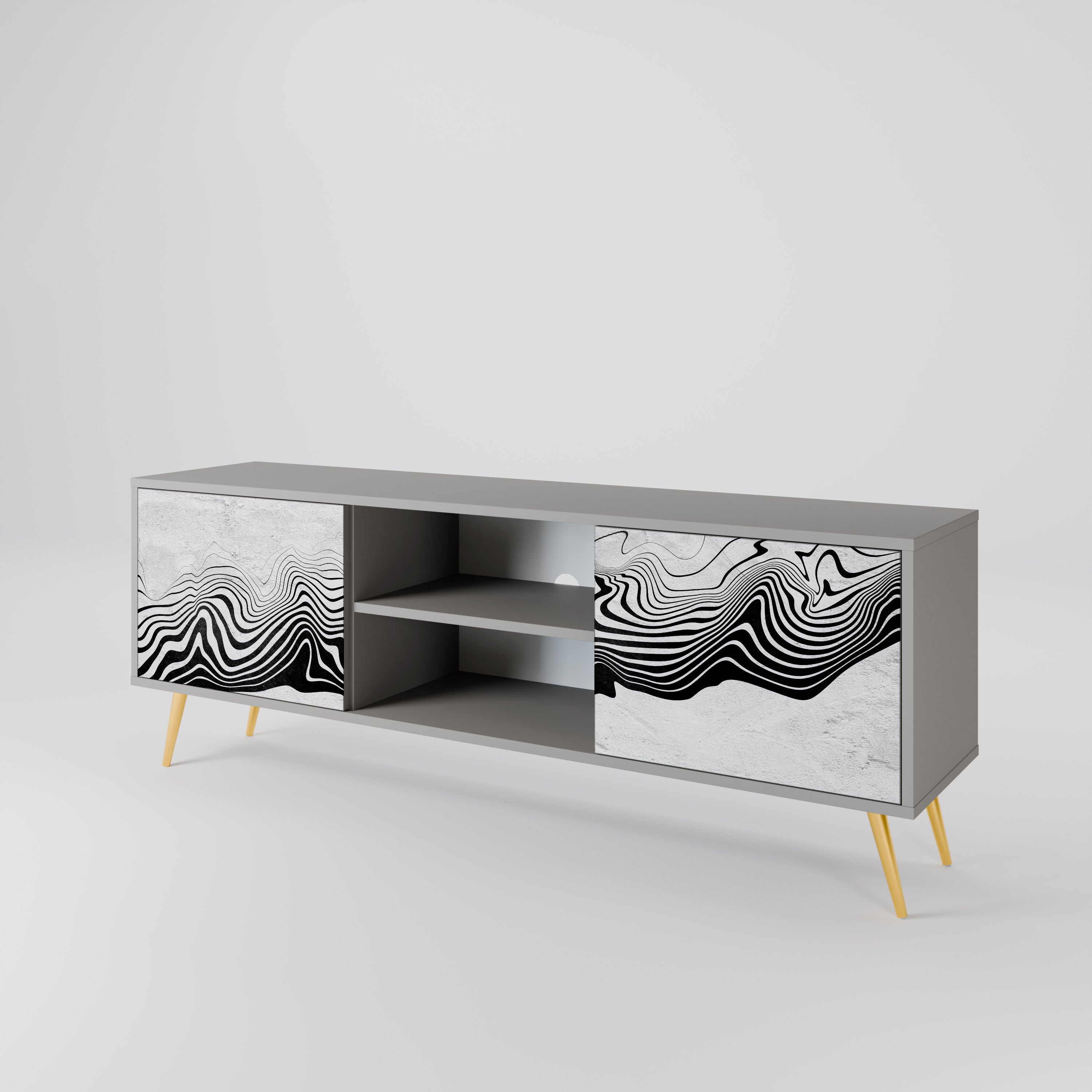 MONOCHROME MIRAGE 2-Door TV Stand in Grey Finish