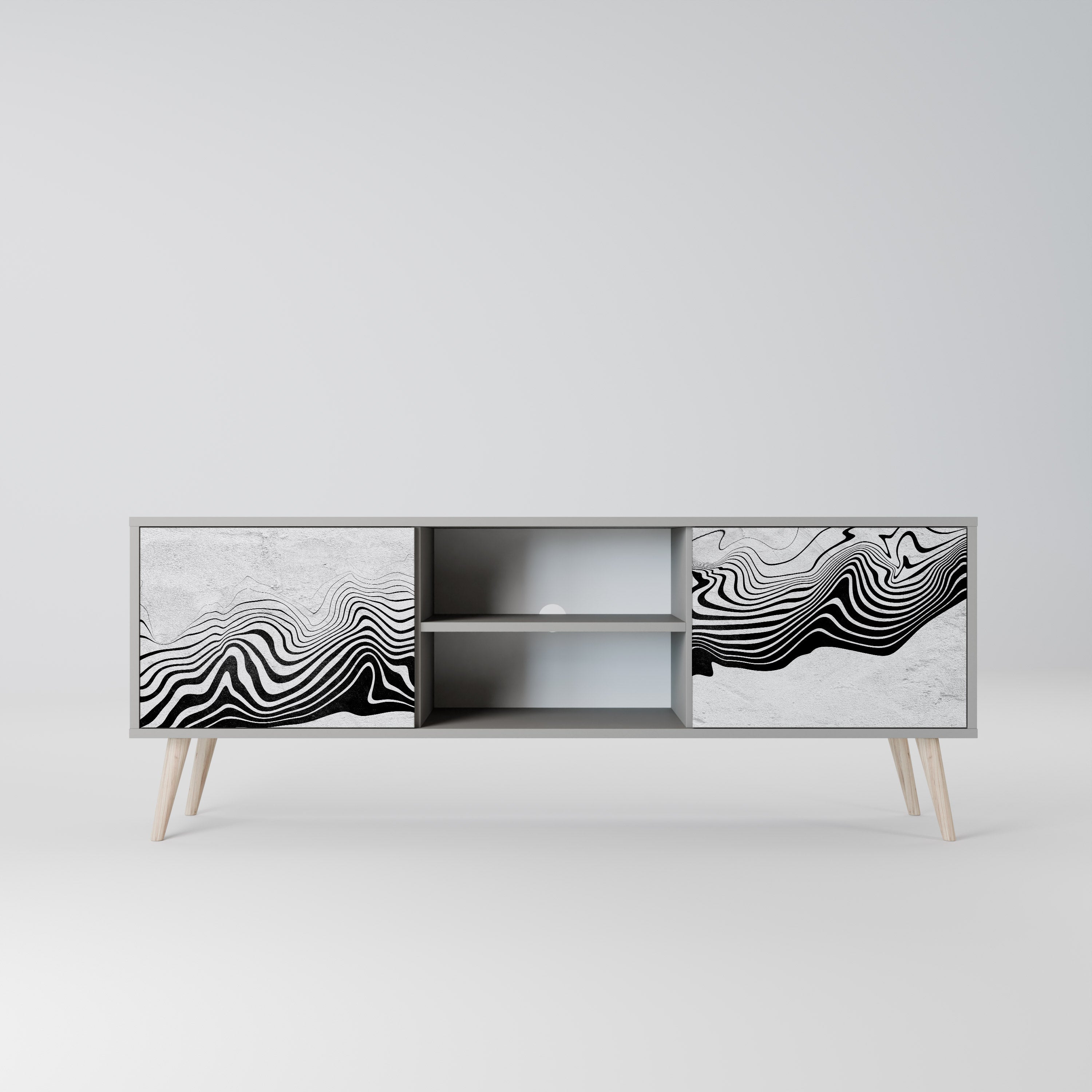 MONOCHROME MIRAGE 2-Door TV Stand in Grey Finish