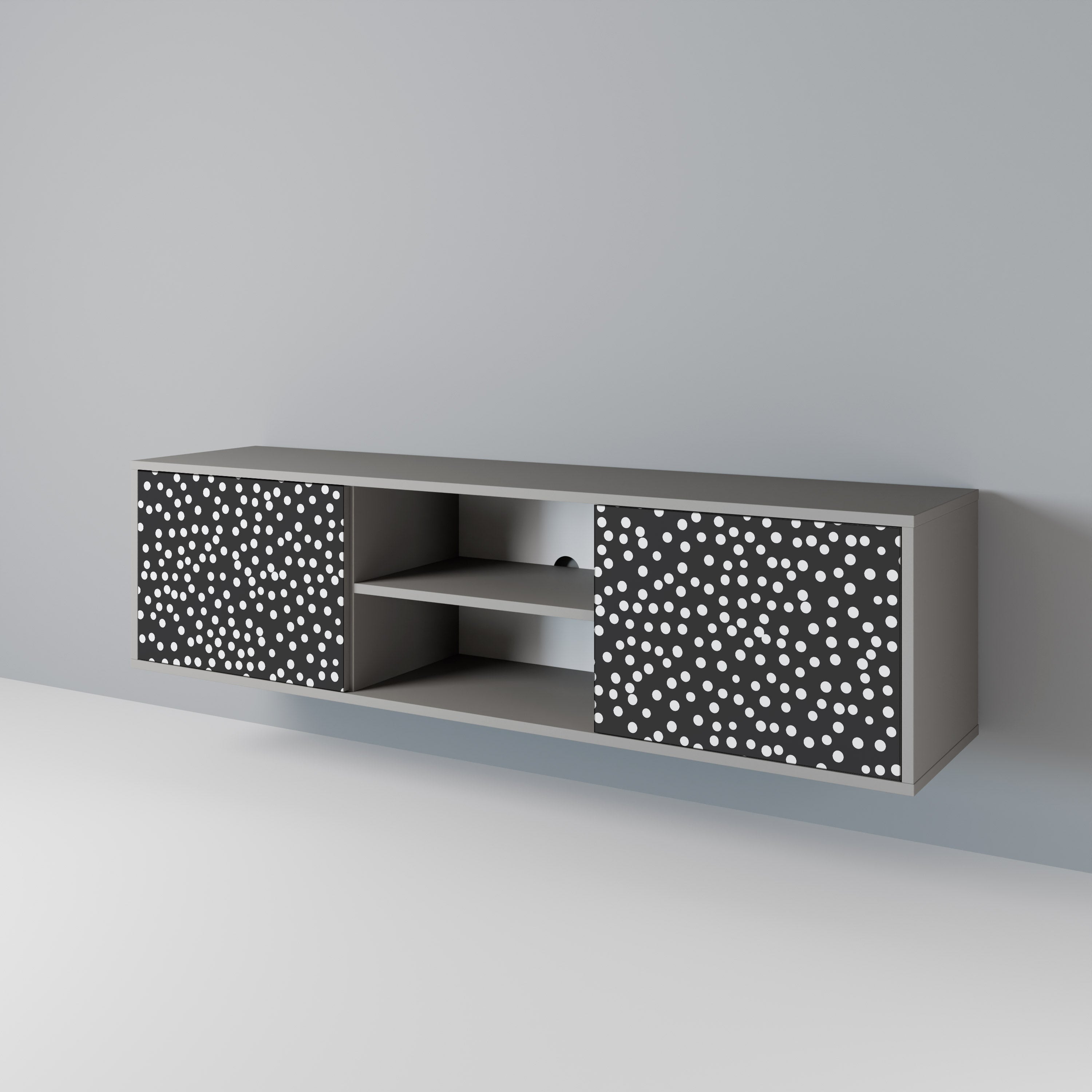BLINDING LIGHTS 2-Door TV Stand in Grey Finish