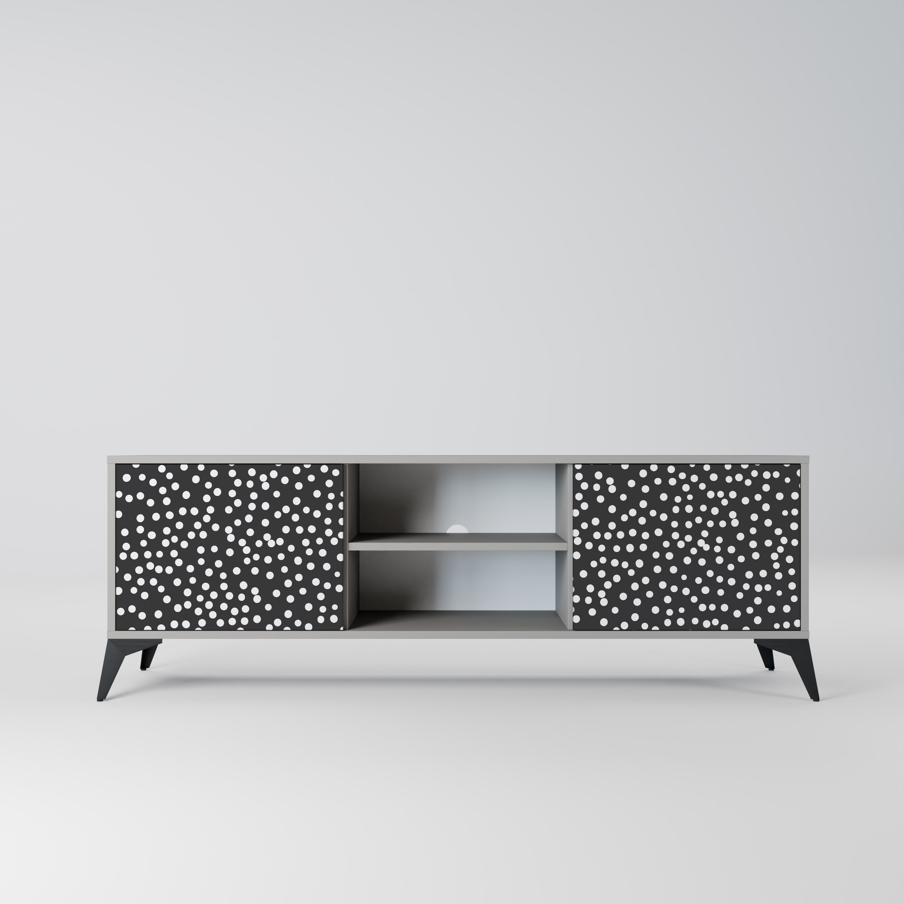 BLINDING LIGHTS 2-Door TV Stand in Grey Finish