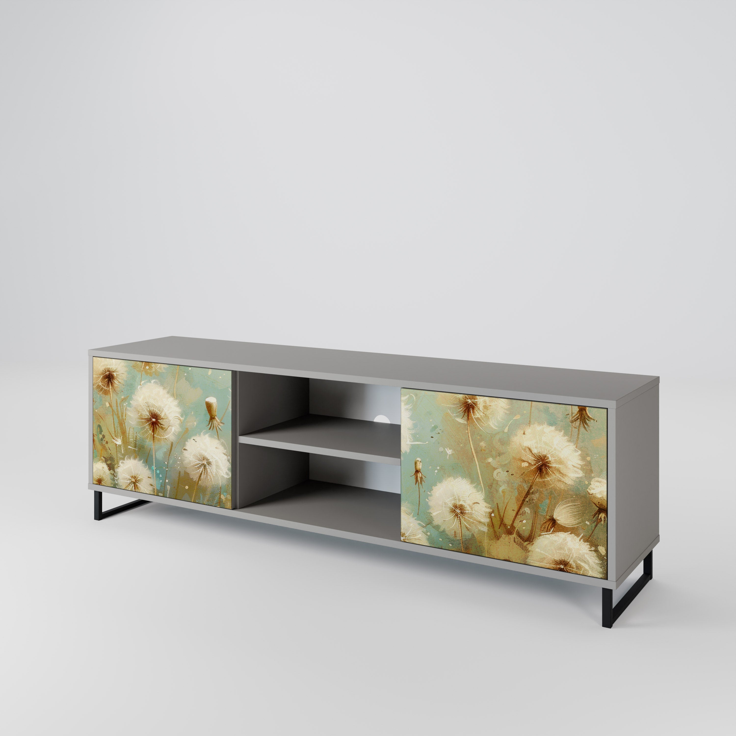 DREAMY MEADOW 2-Door TV Stand in Grey Finish