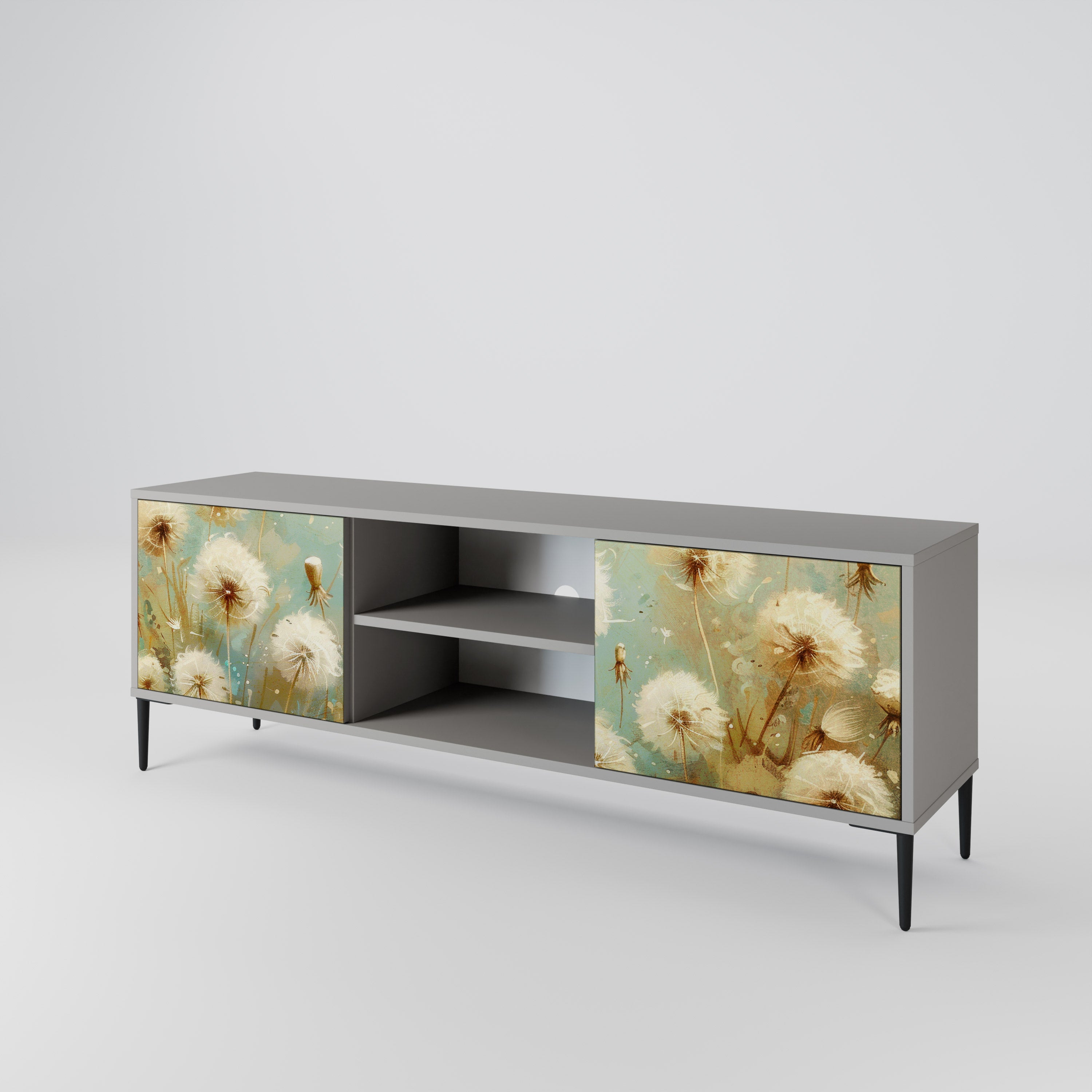 DREAMY MEADOW 2-Door TV Stand in Grey Finish