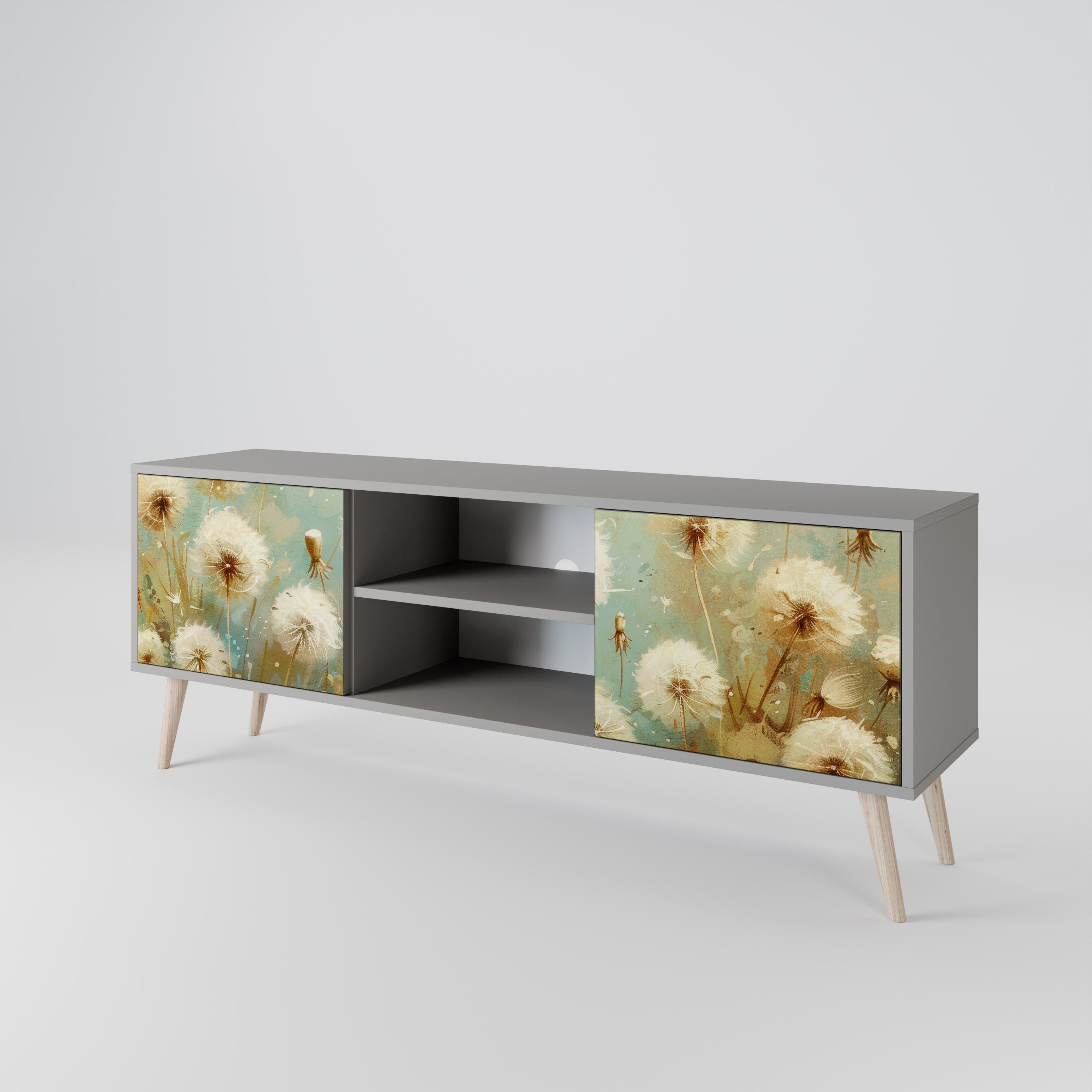 DREAMY MEADOW 2-Door TV Stand in Grey Finish