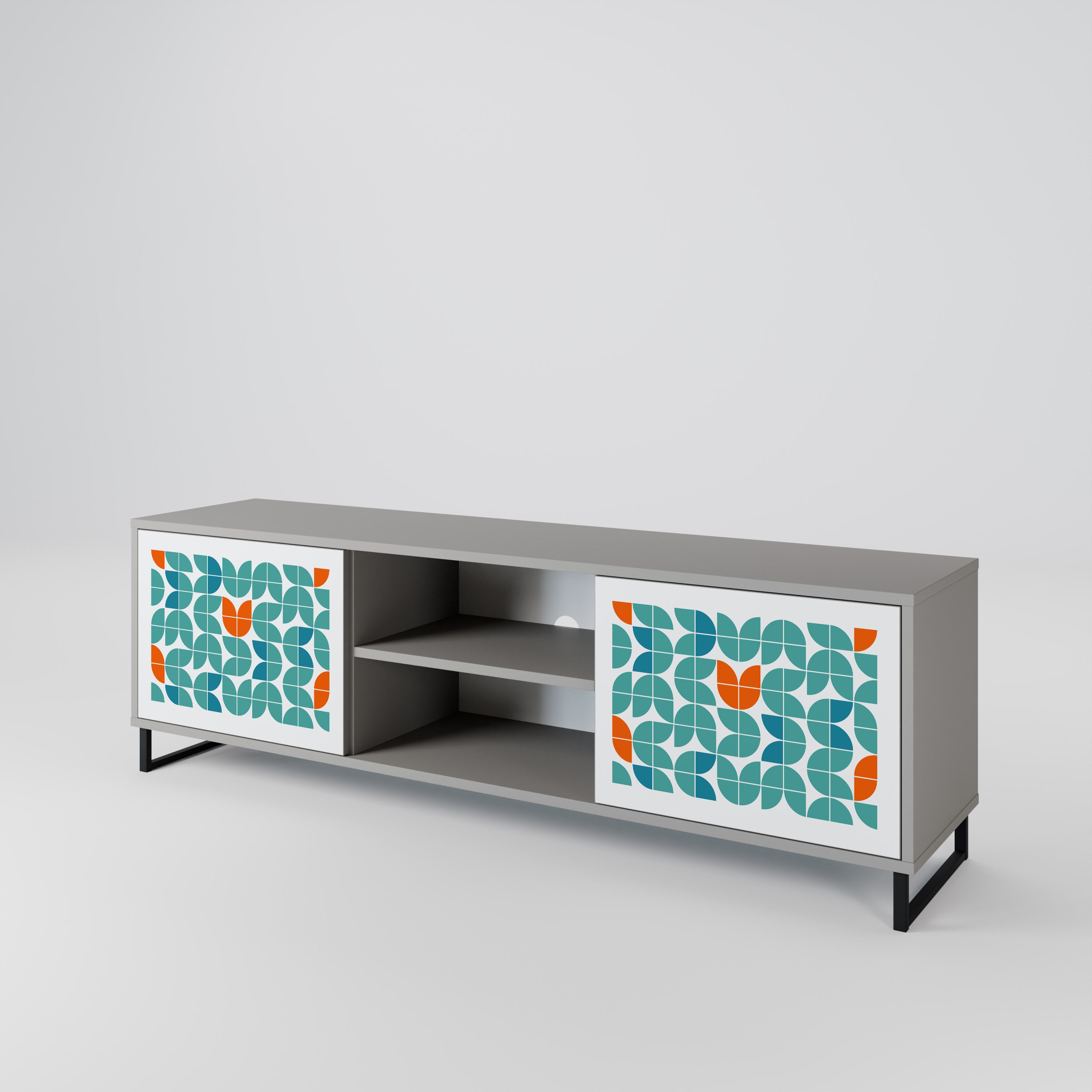 BE THE CHANGE 2-Door TV Stand in Grey Finish