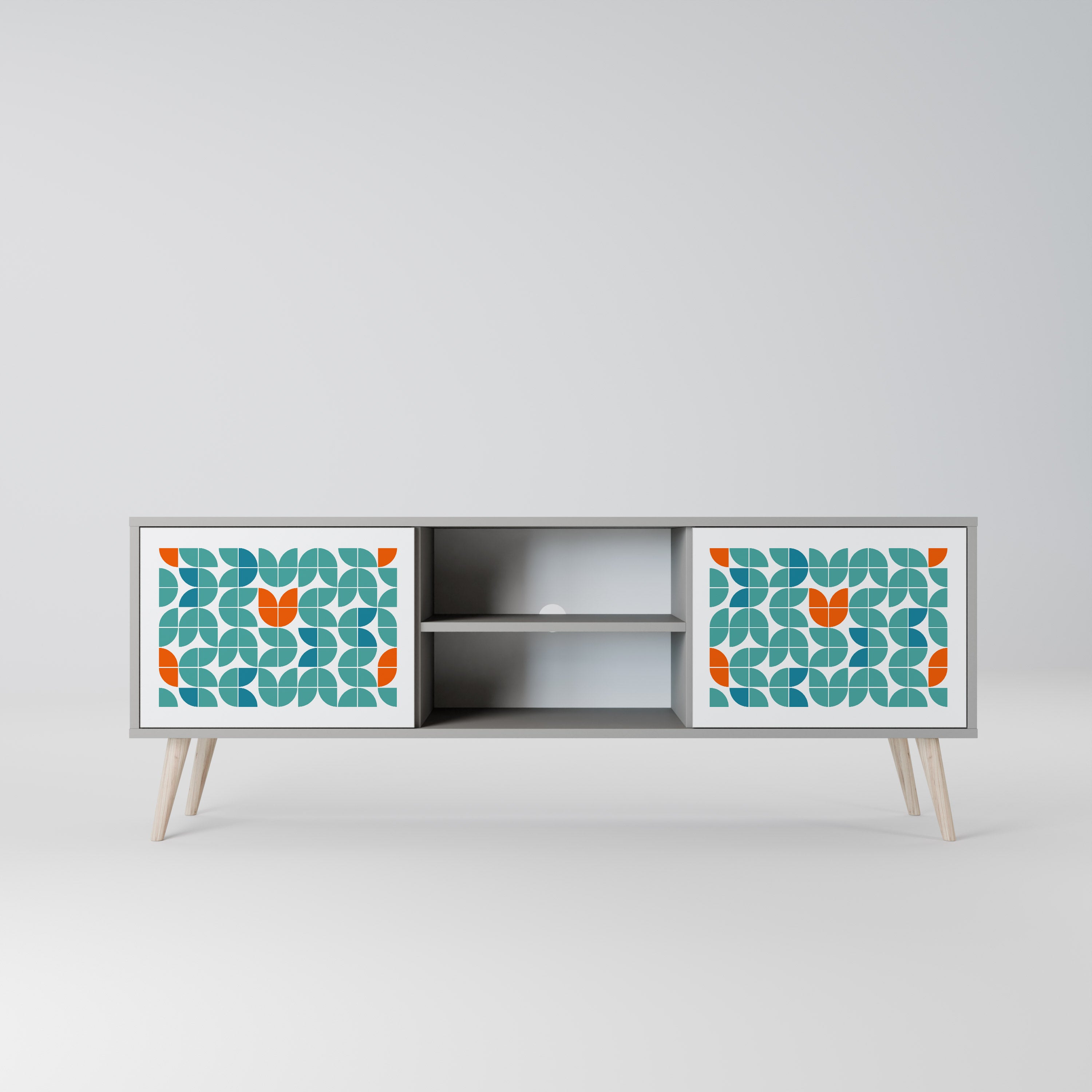 BE THE CHANGE 2-Door TV Stand in Grey Finish