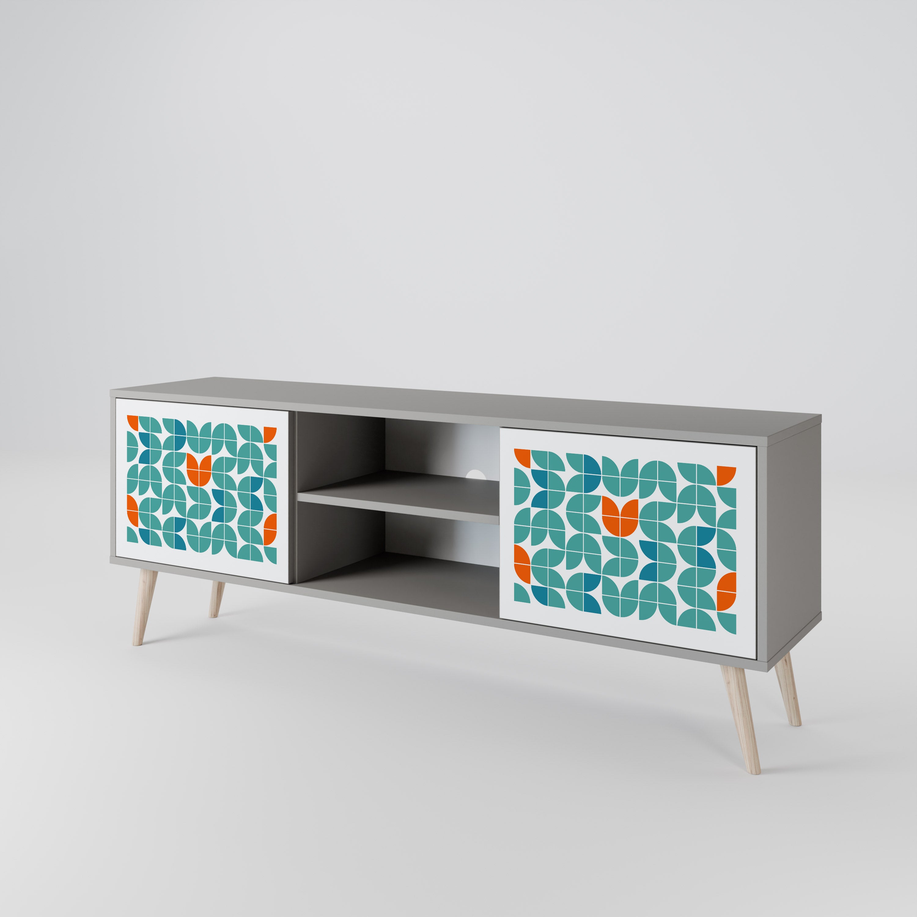 BE THE CHANGE 2-Door TV Stand in Grey Finish