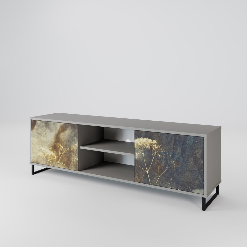 GENTLE POWER 2-Door TV Stand in Grey Finish
