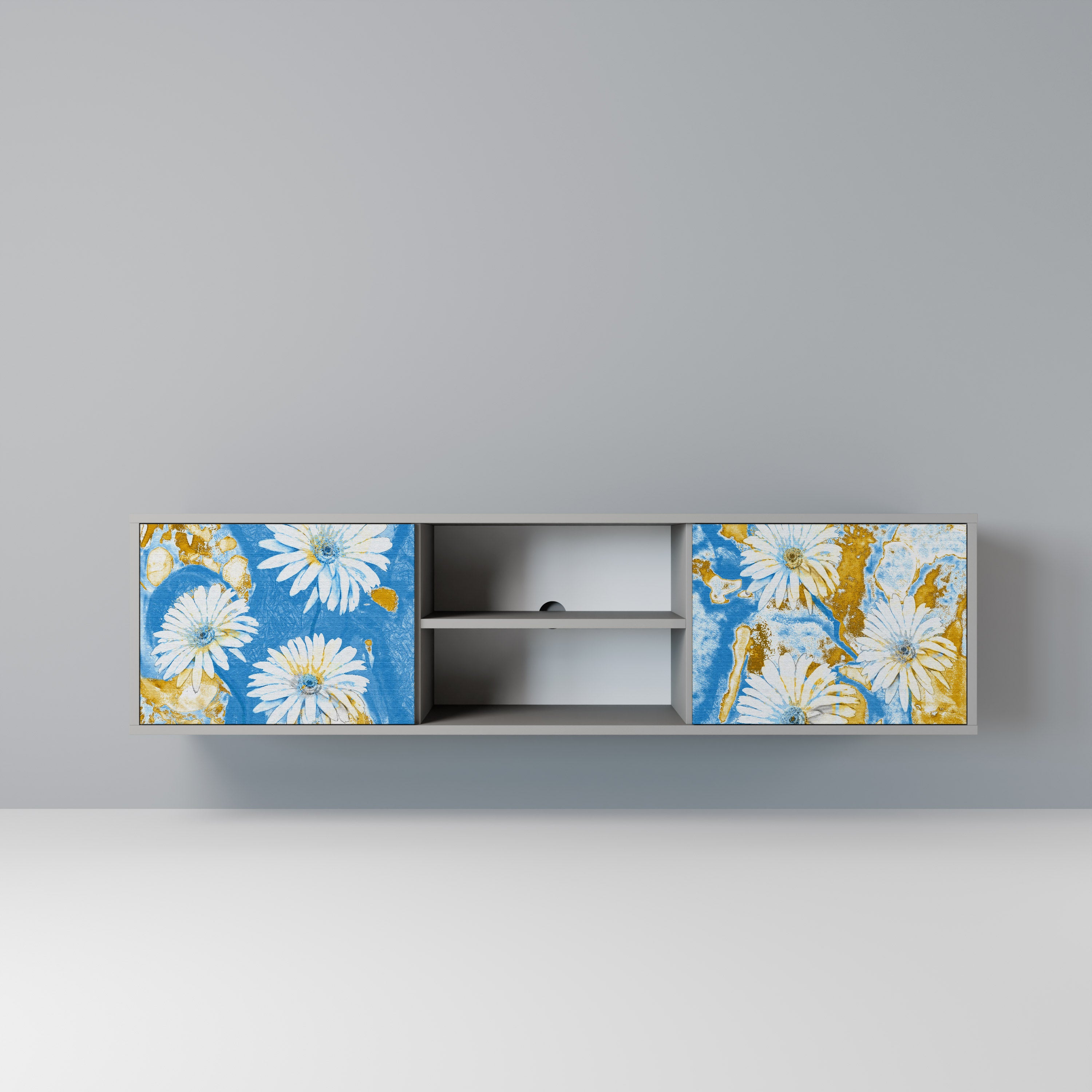 Βάση τηλεόρασης DAISY LUXE με 2 πόρτες σε γκρι φινίρισμα