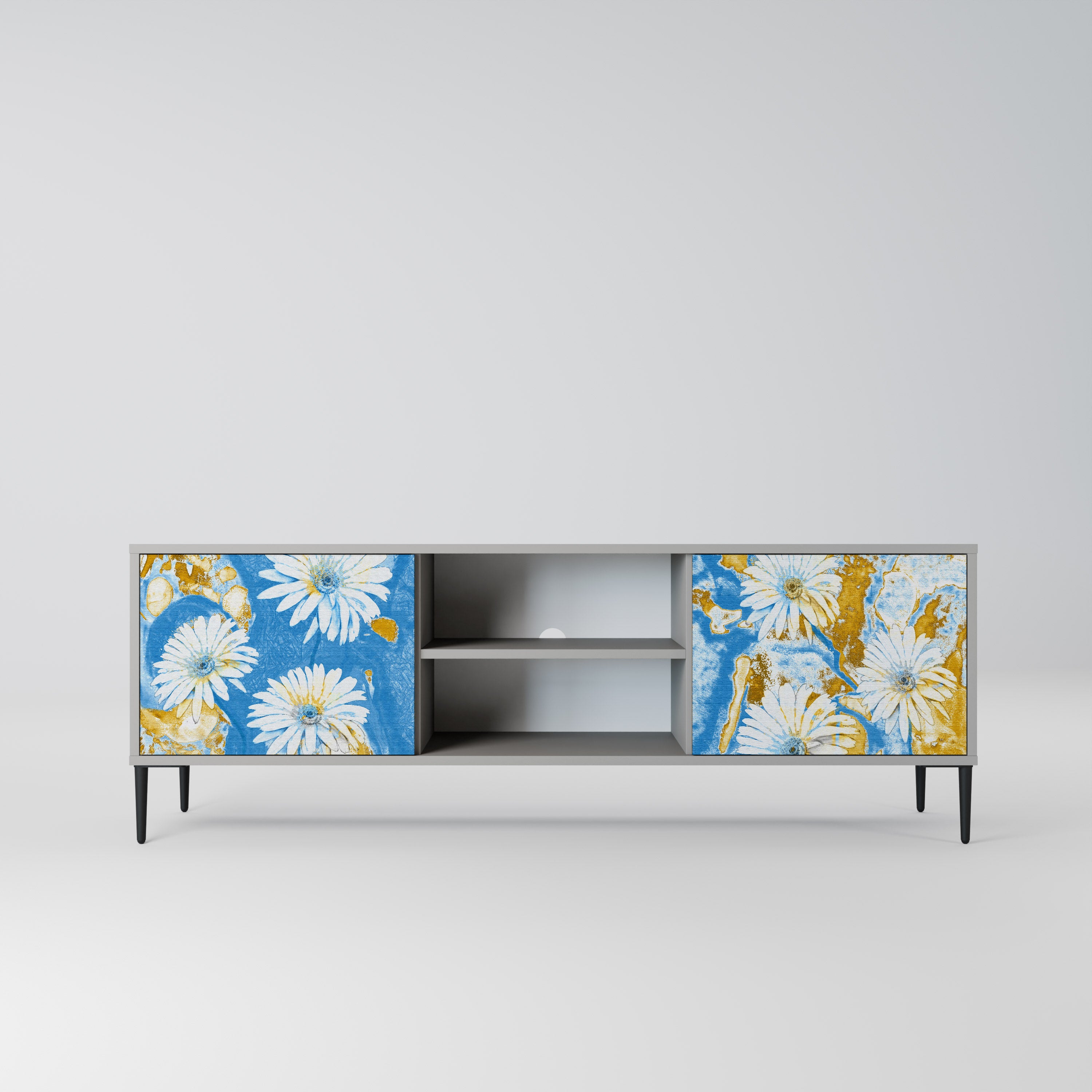 Βάση τηλεόρασης DAISY LUXE με 2 πόρτες σε γκρι φινίρισμα