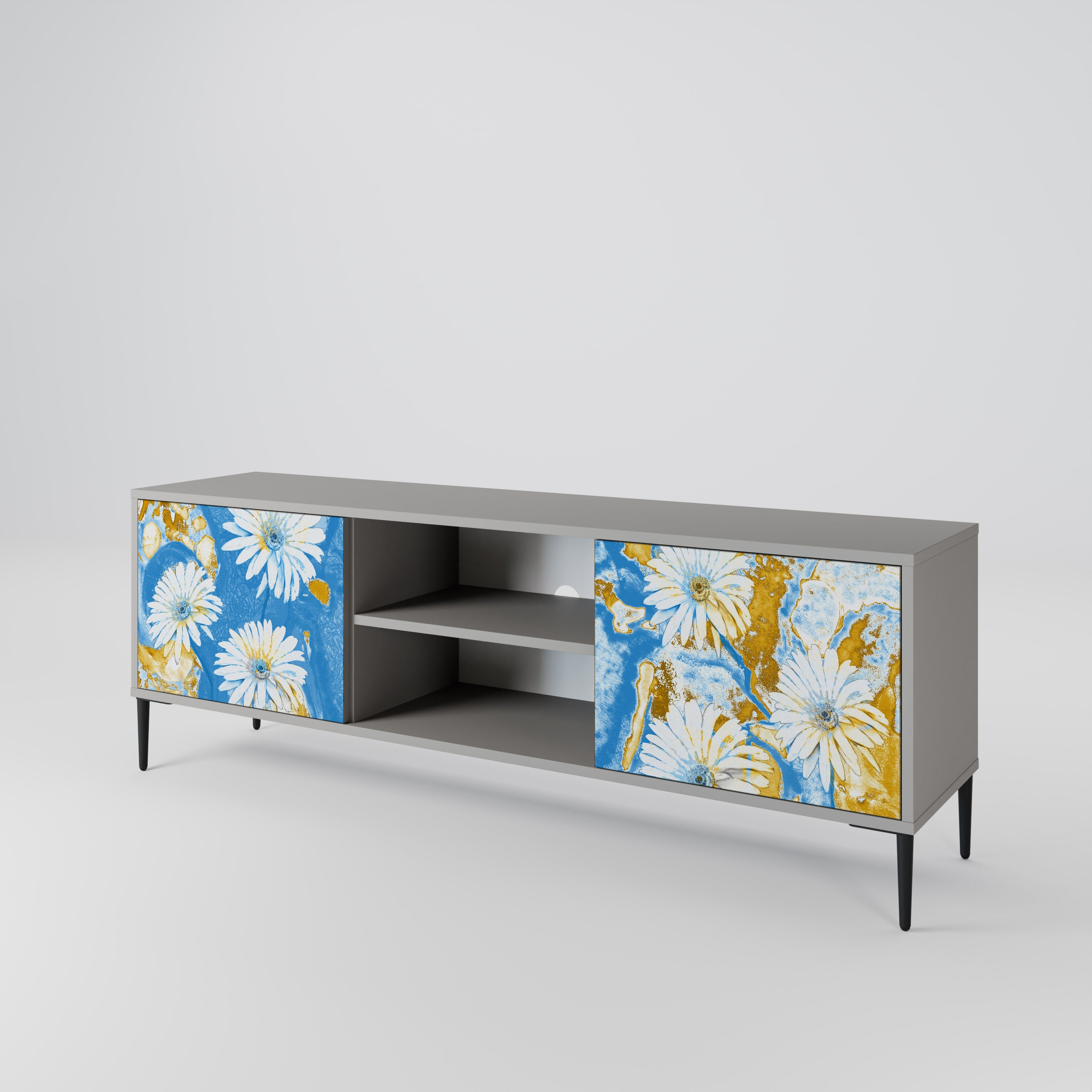 Βάση τηλεόρασης DAISY LUXE με 2 πόρτες σε γκρι φινίρισμα