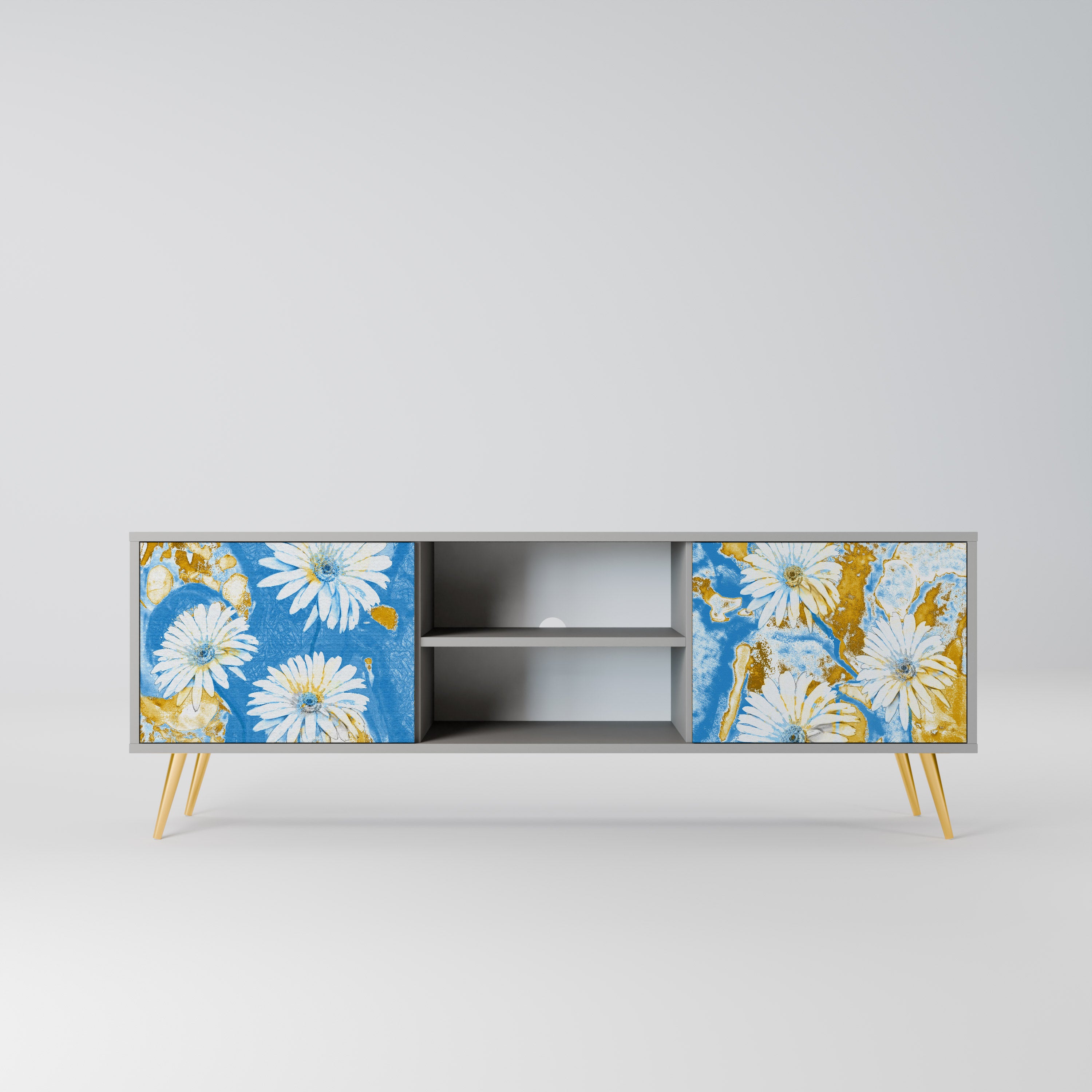 Βάση τηλεόρασης DAISY LUXE με 2 πόρτες σε γκρι φινίρισμα