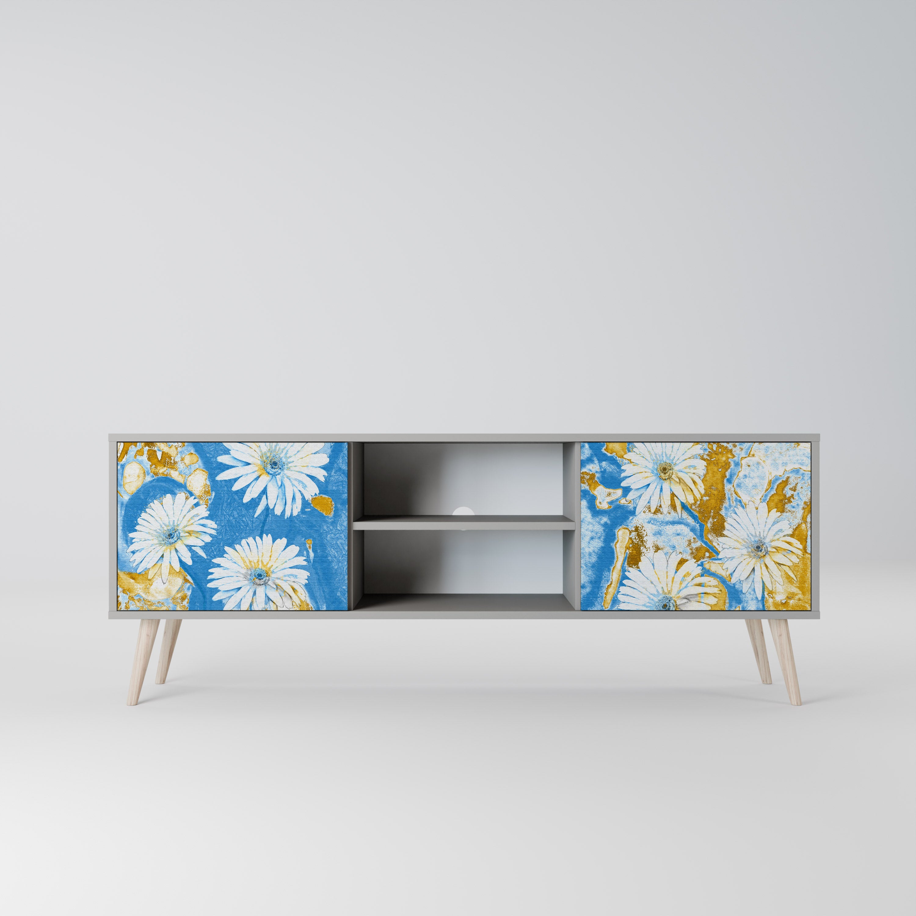 Βάση τηλεόρασης DAISY LUXE με 2 πόρτες σε γκρι φινίρισμα