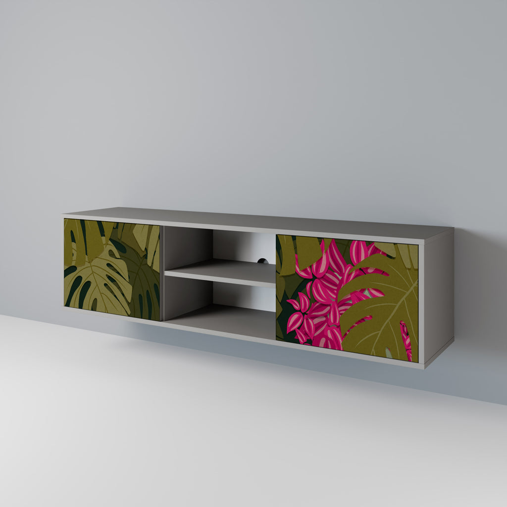 TROPICAL BEAUTY 2-Door TV Stand in Grey Finish
