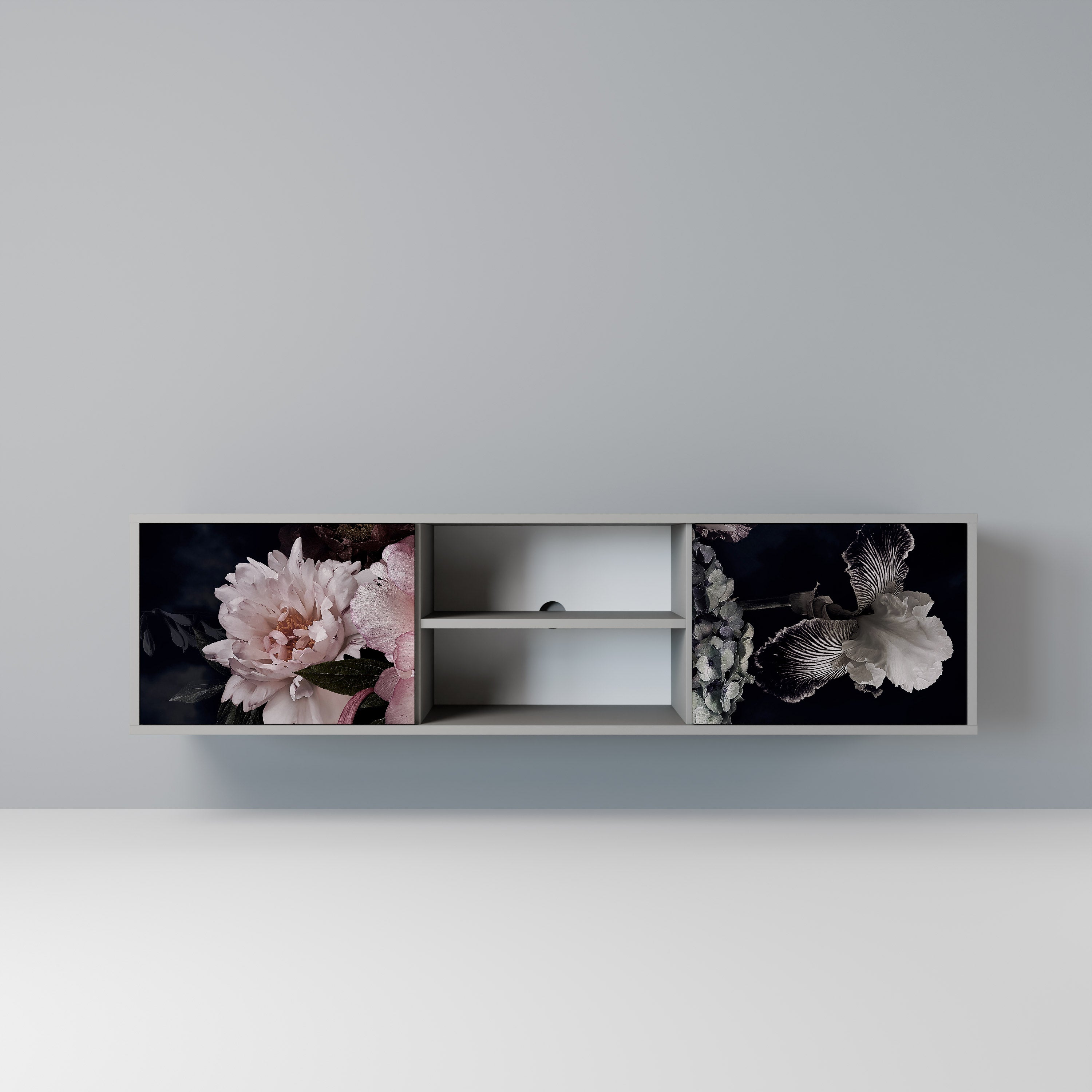 Βάση τηλεόρασης PURE BLOSSOM με 2 πόρτες σε γκρι φινίρισμα