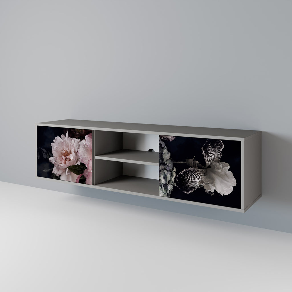 PURE BLOSSOM 2-Door TV Stand in Grey Finish